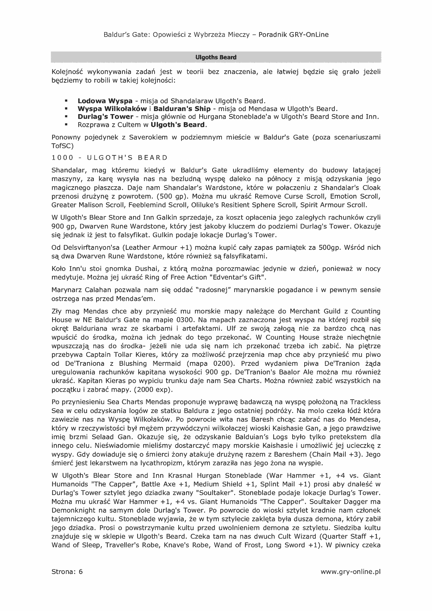 Fragment „Wrota Baldura: Opowieści z Wybrzeża Mieczy - poradnik do gry” — strona 7 z 8