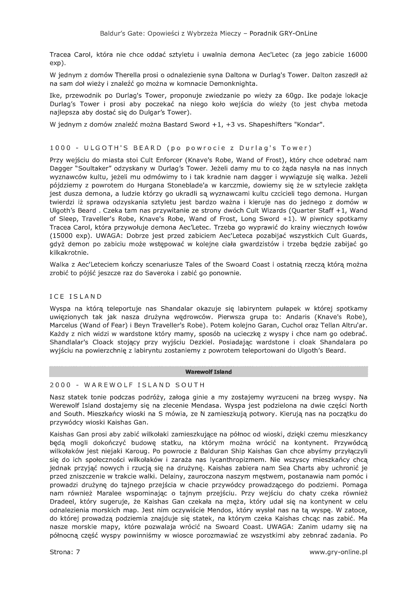 Fragment „Wrota Baldura: Opowieści z Wybrzeża Mieczy - poradnik do gry” — strona 8 z 8