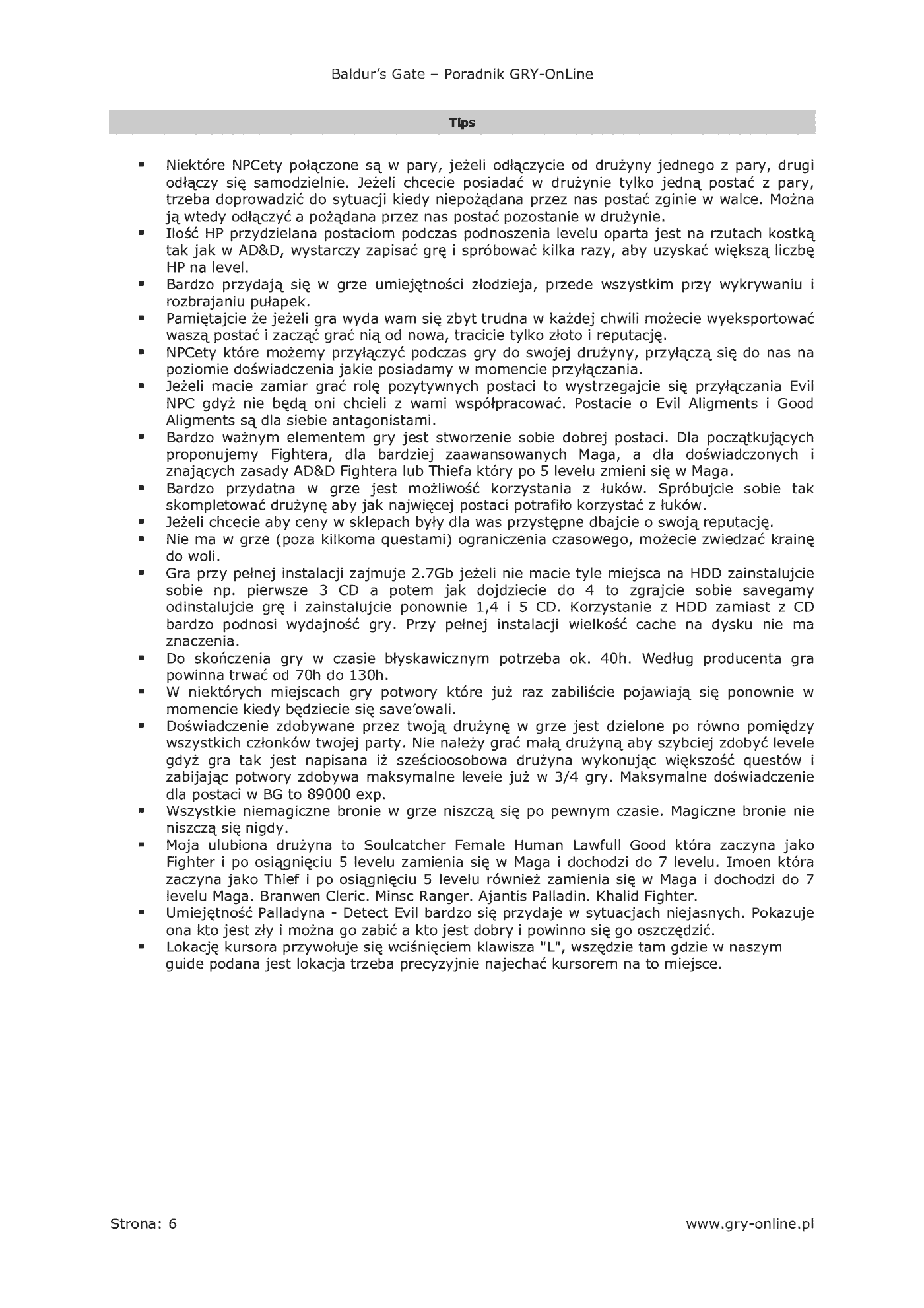 Fragment „Wrota Baldura - poradnik do gry” — strona 7 z 8