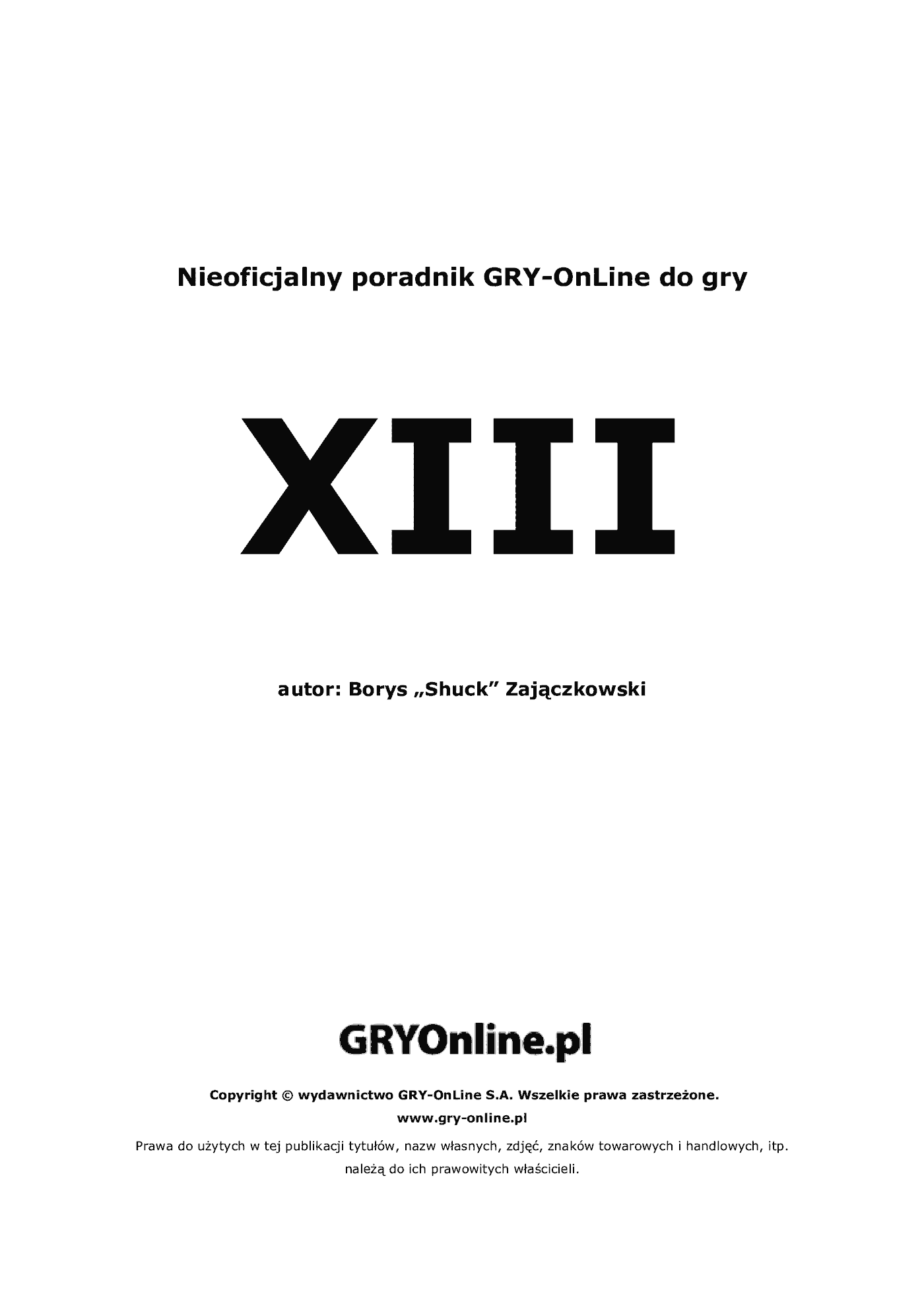 Fragment „XIII - poradnik do gry” — strona 2 z 8