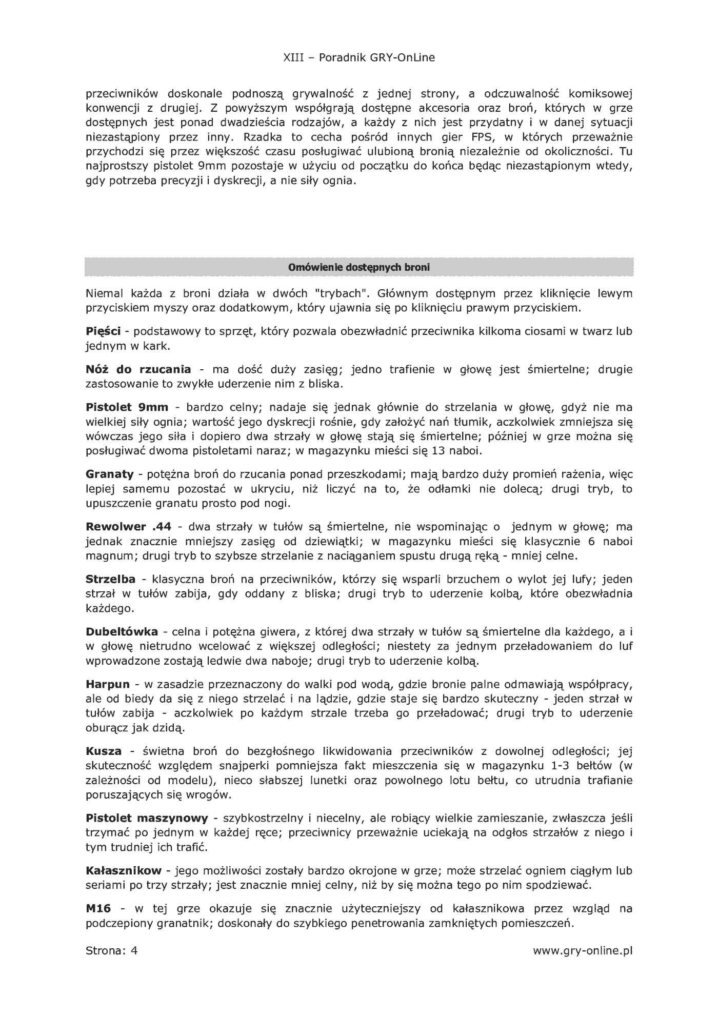 Fragment „XIII - poradnik do gry” — strona 5 z 8