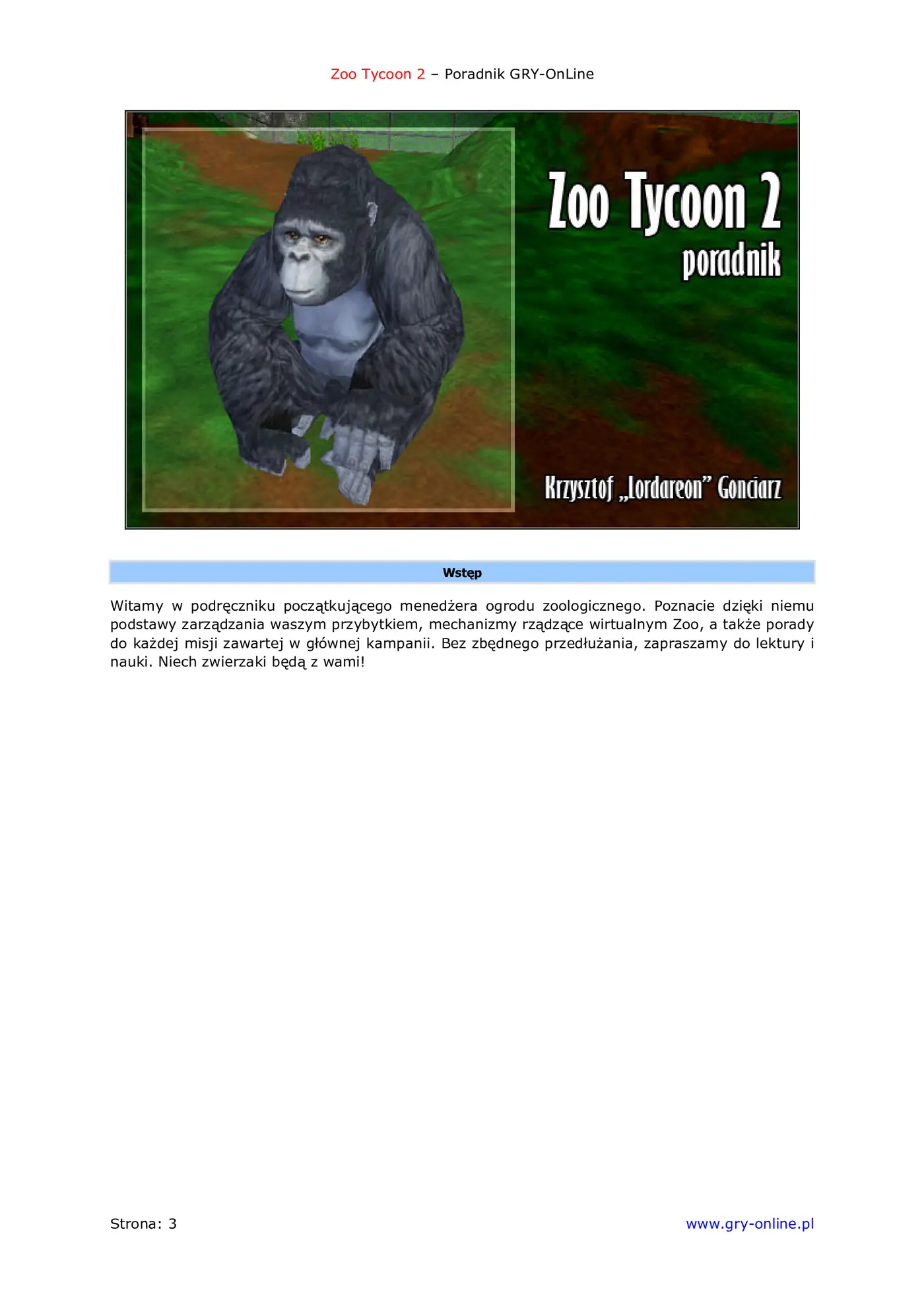 Fragment „Zoo Tycoon 2 - poradnik do gry” — strona 4 z 8