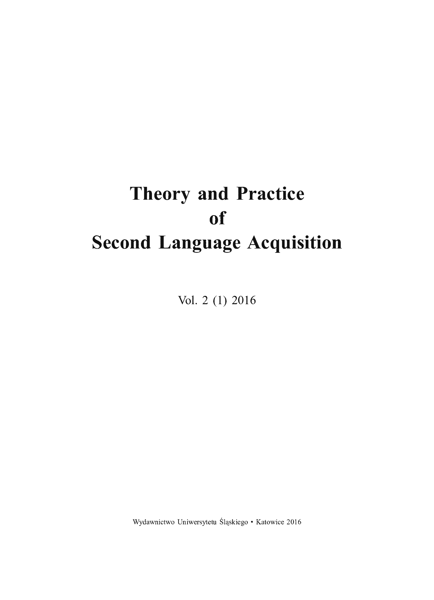 Fragment „"Theory and Practice of Second Language Acquisition" 2016. Vol. 2 (1)” — strona 2 z 8