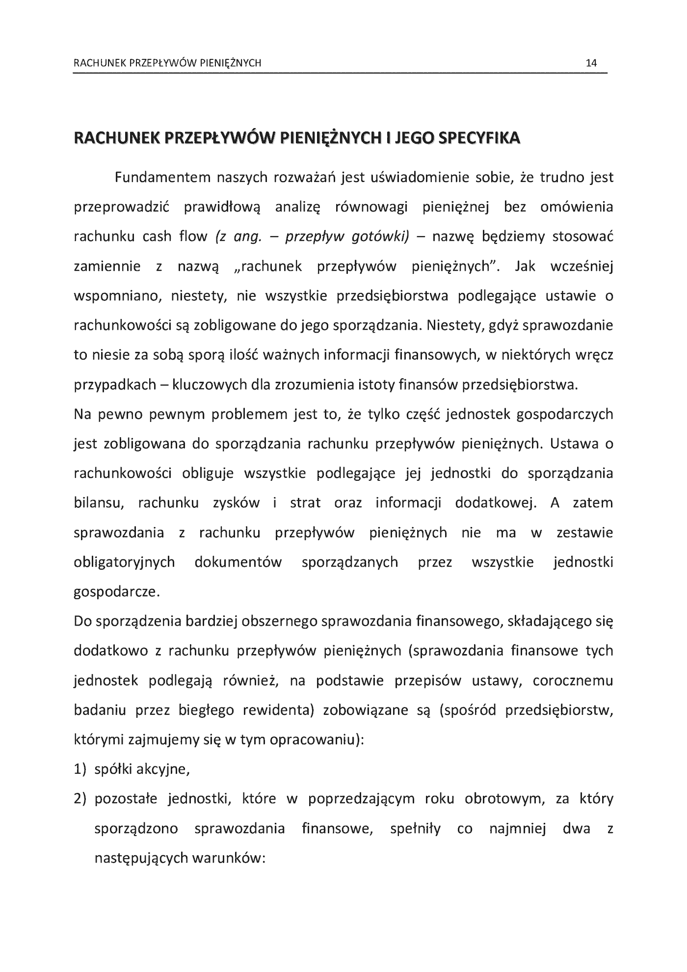 Fragment „Rachunek Przepływów Pieniężnych” — strona 14 z 30