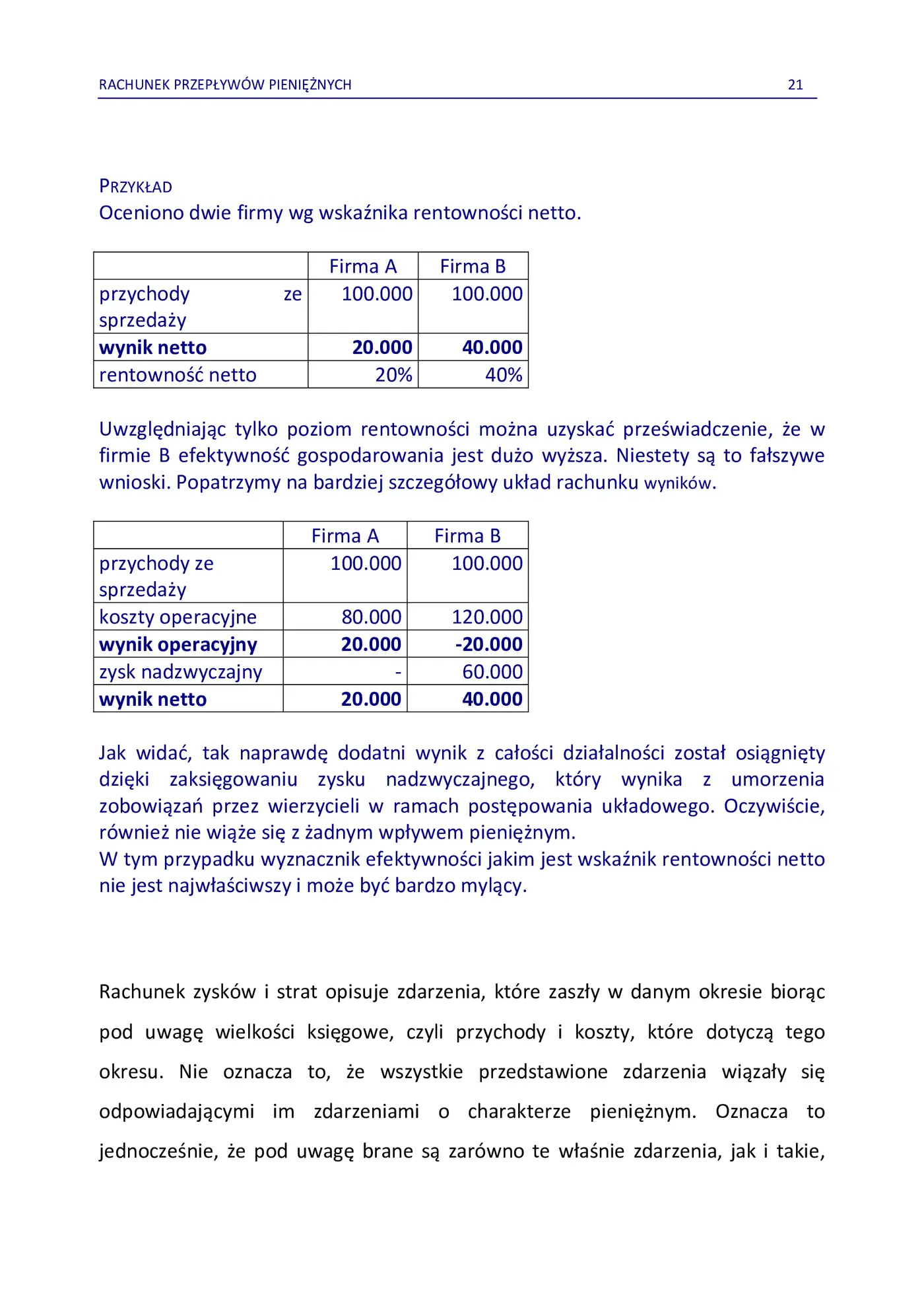 Fragment „Rachunek Przepływów Pieniężnych” — strona 21 z 30