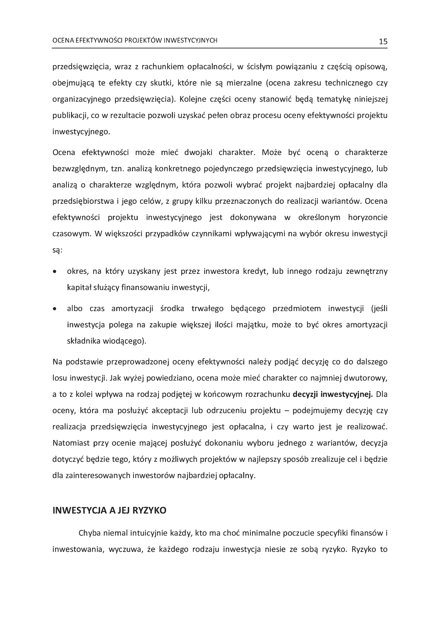 Fragment „Ocena Efektywności Projektów Inwestycyjnych” — strona 15 z 24