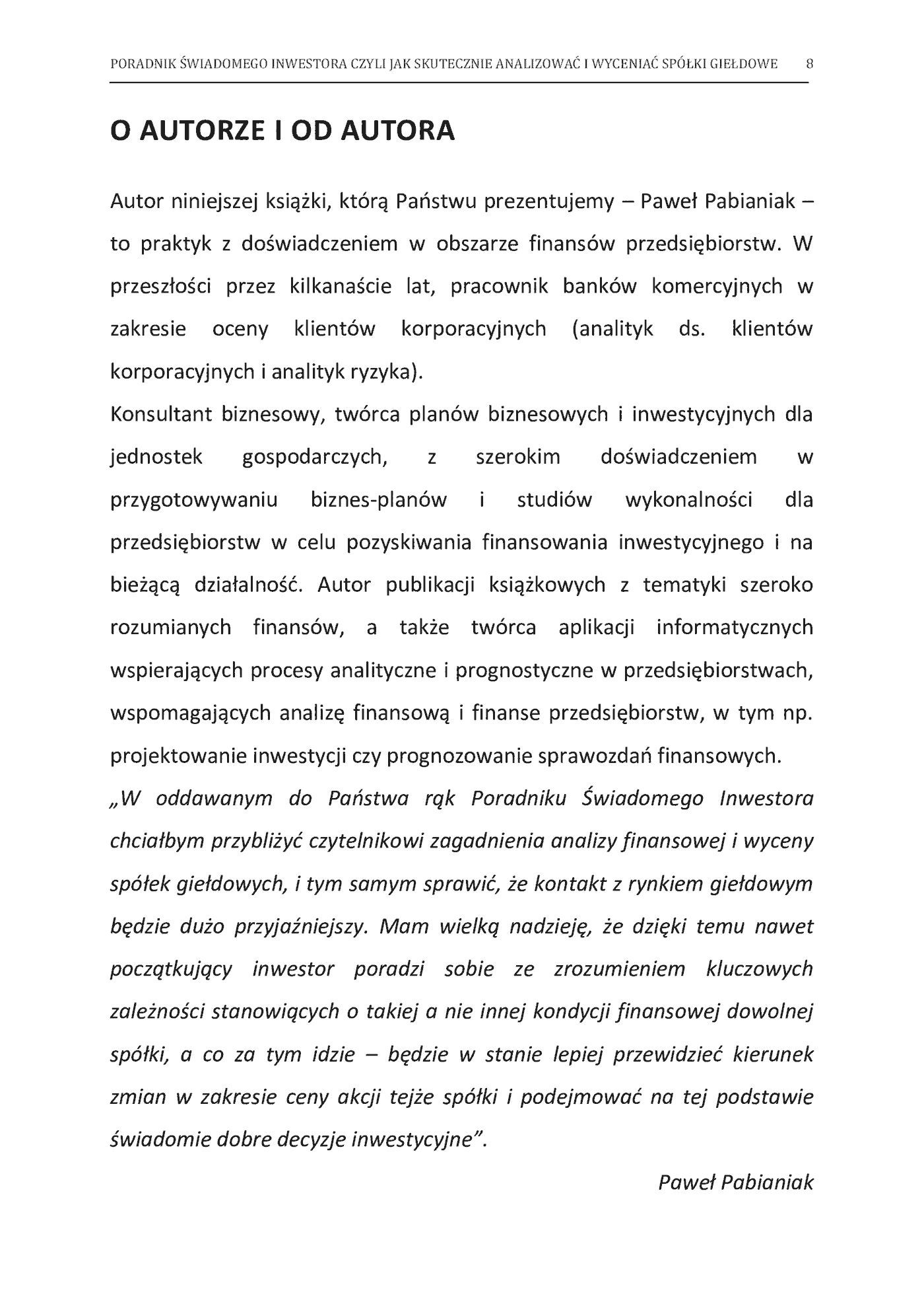 Fragment „Poradnik Świadomego Inwestora czyli jak skutecznie analizować i wyceniać spółki giełdowe” — strona 8 z 30
