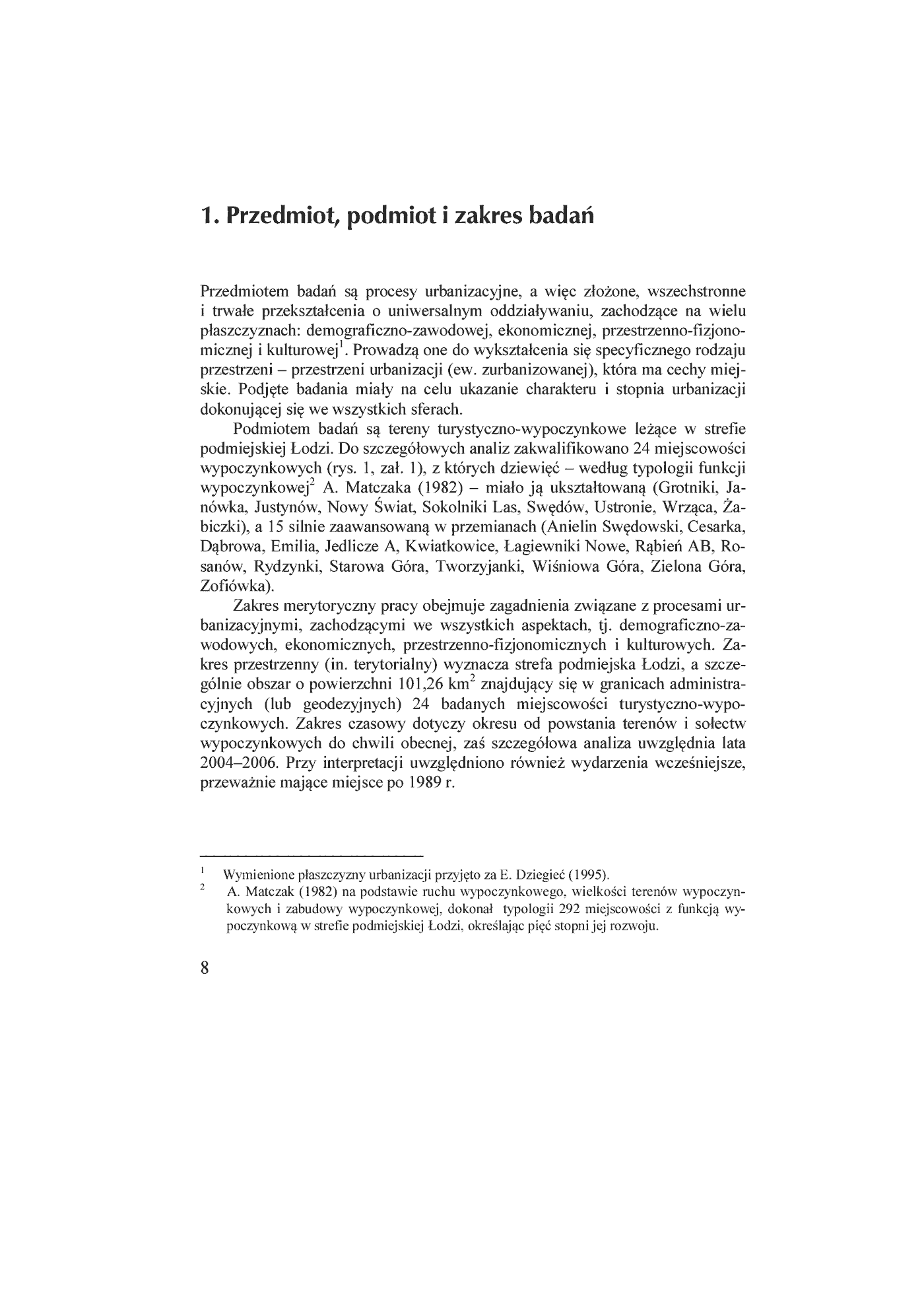 Fragment „Procesy urbanzacyjne na terenach turystyczno-wypoczynkowych strefy podmiejskiej Łodzi” — strona 8 z 20