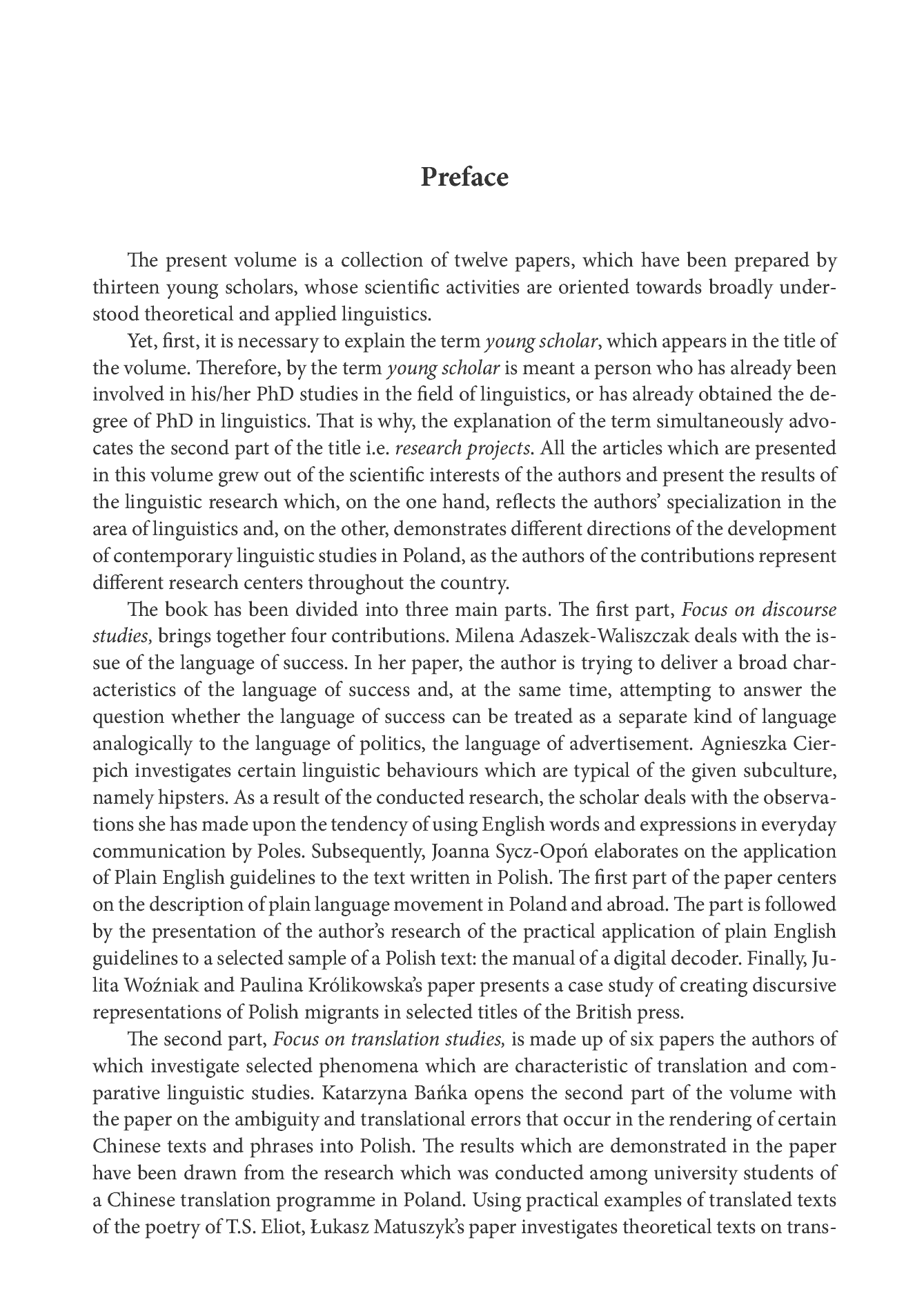 Fragment „Young Scholars on Theoretical and Applied Linguistics: Research Projects” — strona 1 z 2
