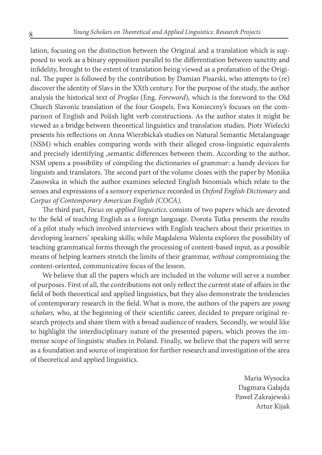 Fragment „Young Scholars on Theoretical and Applied Linguistics: Research Projects” — strona 2 z 2