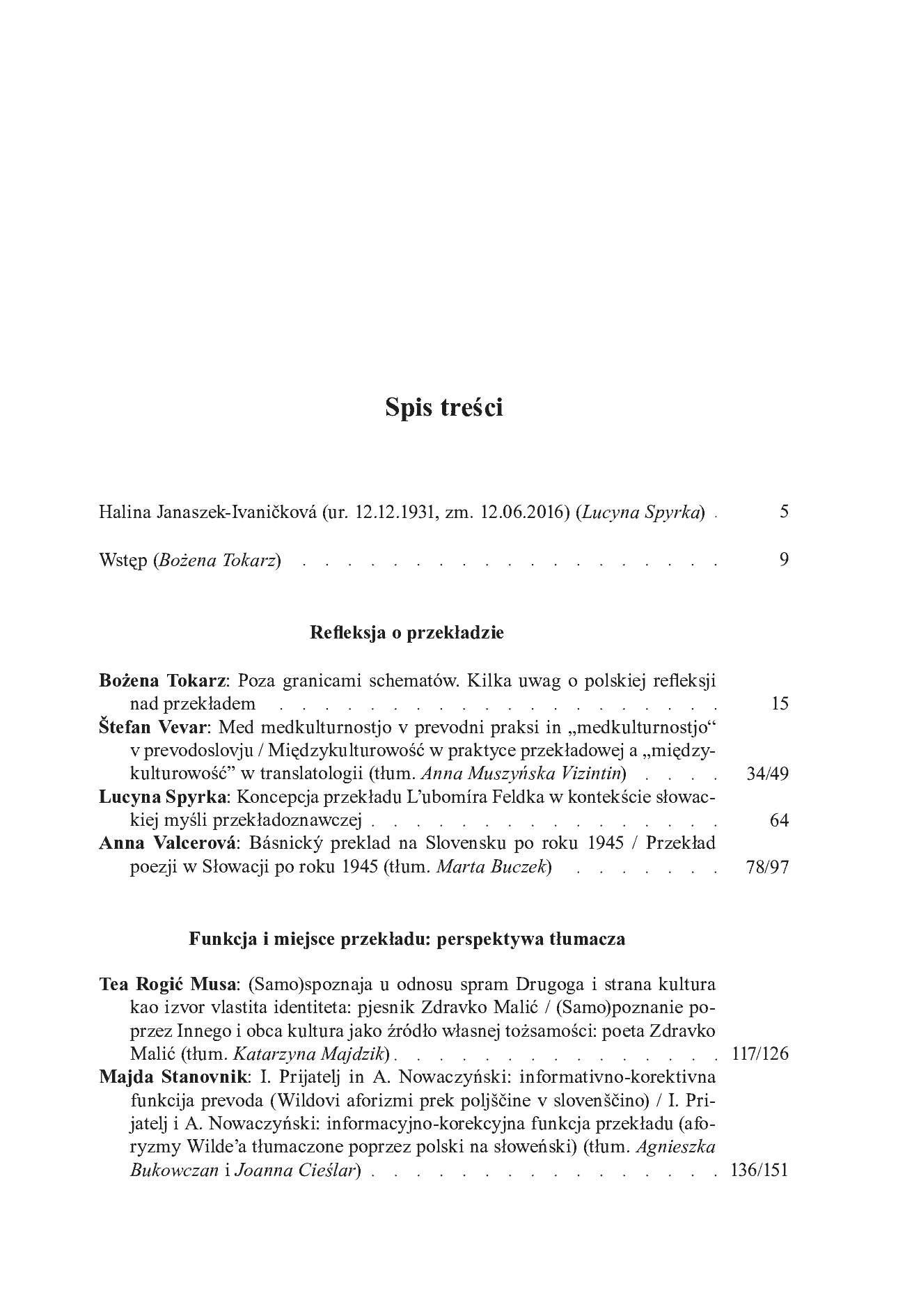 Fragment „"Przekłady Literatur Słowiańskich" 2016. T. 7. Cz. 1: Tłumacze i przekładoznawstwo słowiańskie” — strona 4 z 27