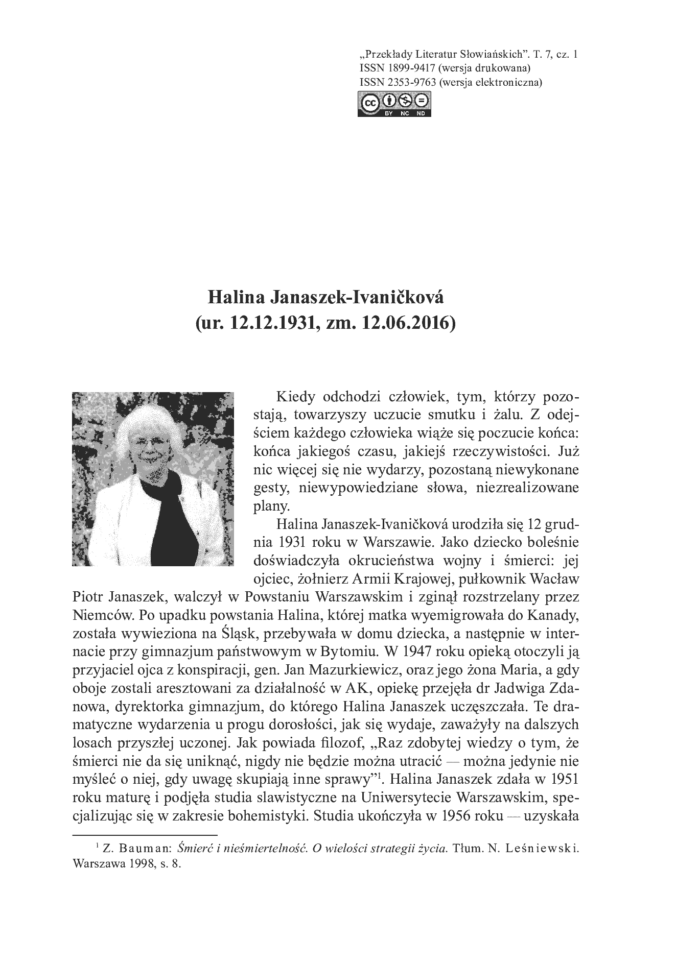 Fragment „"Przekłady Literatur Słowiańskich" 2016. T. 7. Cz. 1: Tłumacze i przekładoznawstwo słowiańskie” — strona 6 z 27