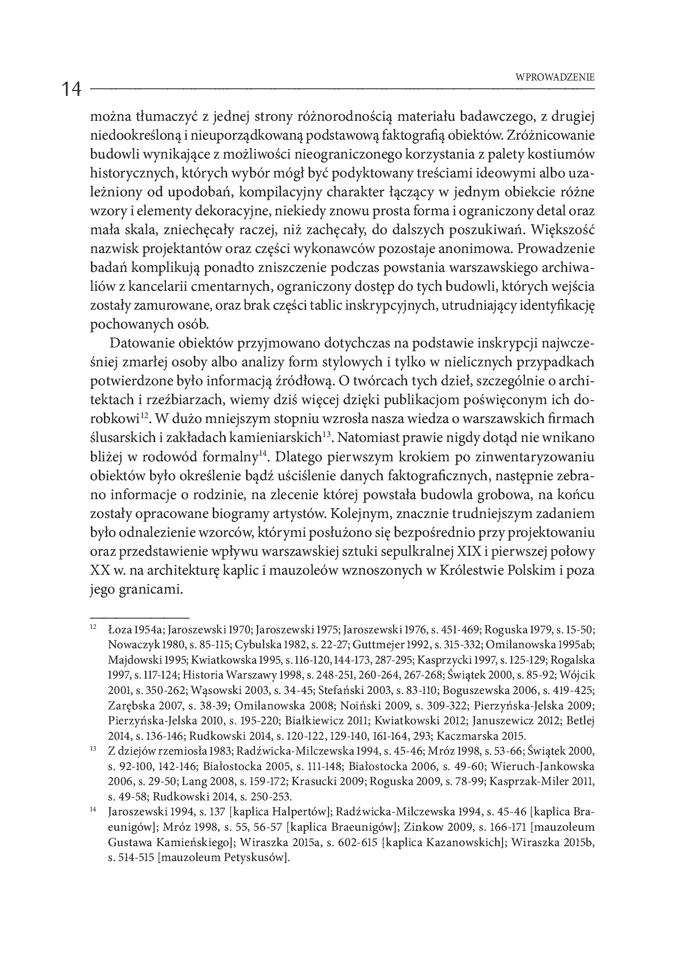 Fragment „Kaplice i mauzolea na cmentarzach Warszawy w XIX i pierwszej połowie XX wieku tom 1 Dzieła i ich twórcy” — strona 10 z 12