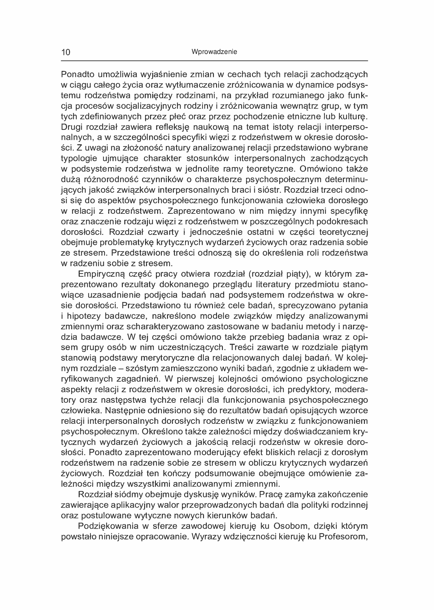 Fragment „Relacje interpersonalne dorosłych rodzeństw w aspekcie funkcjonowania psychospołecznego i krytycznych wydarzeń życiowych” — strona 11 z 21