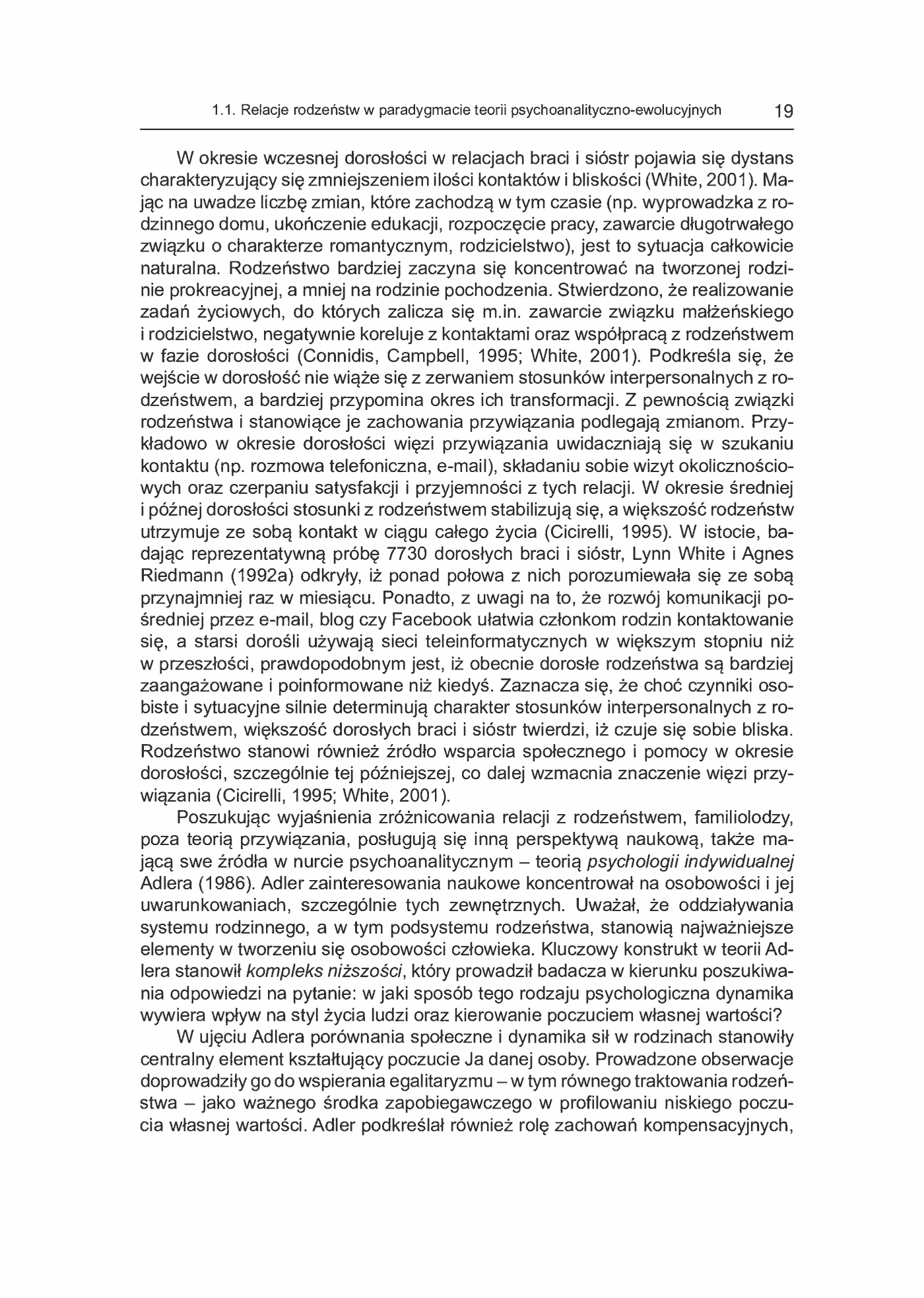 Fragment „Relacje interpersonalne dorosłych rodzeństw w aspekcie funkcjonowania psychospołecznego i krytycznych wydarzeń życiowych” — strona 19 z 21
