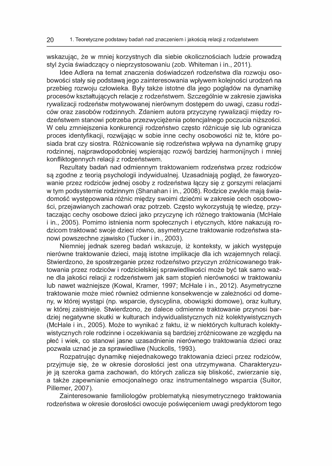 Fragment „Relacje interpersonalne dorosłych rodzeństw w aspekcie funkcjonowania psychospołecznego i krytycznych wydarzeń życiowych” — strona 20 z 21