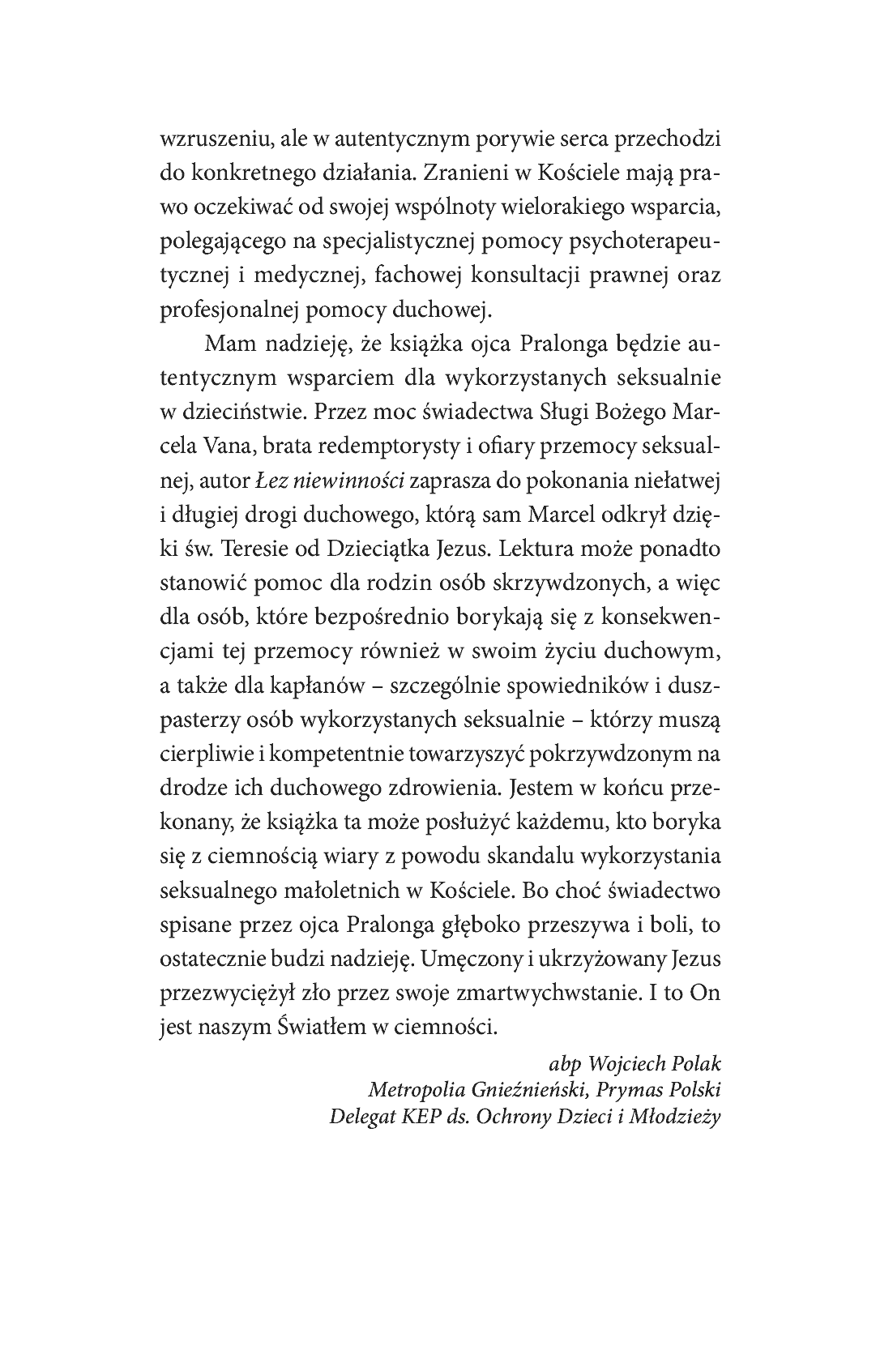 Fragment „Łzy niewinności. Przemoc seksualna w dzieciństwie. Droga duchowego uzdrowienia Ze wstępem ks. abp. Wojciecha Polaka” — strona 9 z 12