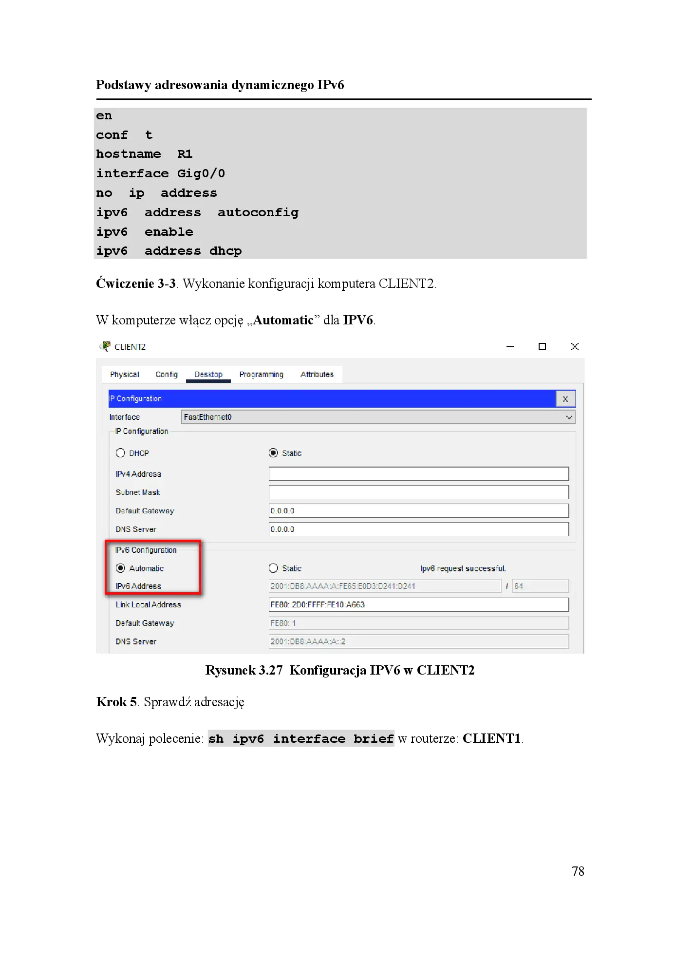 Fragment „Podstawy konfiguracji IPv6 dla technika i studenta IT z przykładami i ćwiczeniami w Packet Tracer” — strona 24 z 30
