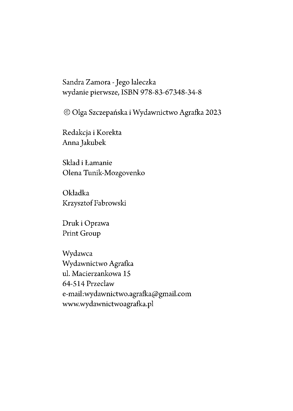 Fragment „Sandra Zamora - Jego laleczka” — strona 2 z 23