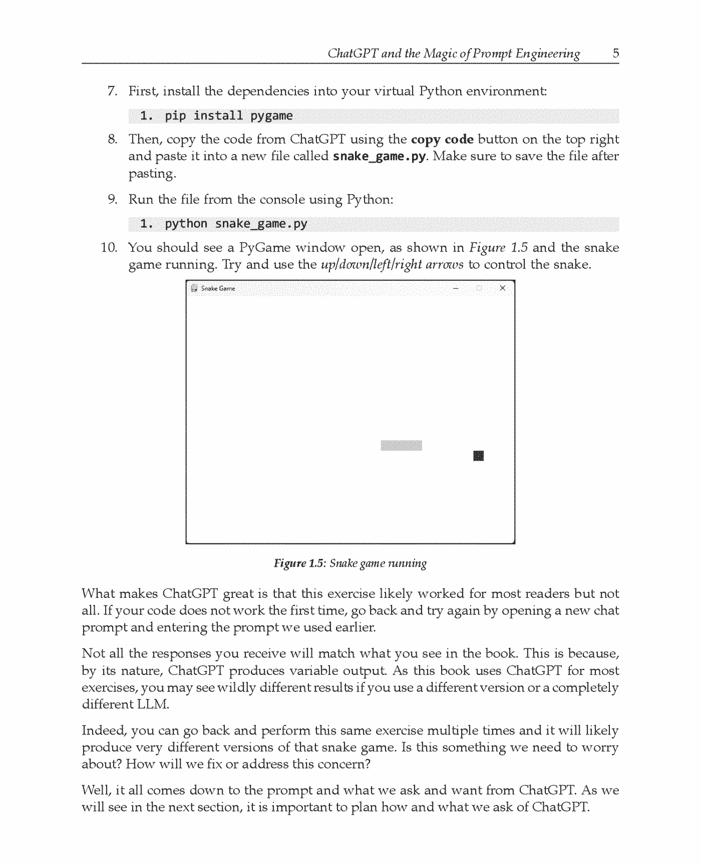 Fragment „Learn Python Game Development with ChatGPT” — strona 21 z 21
