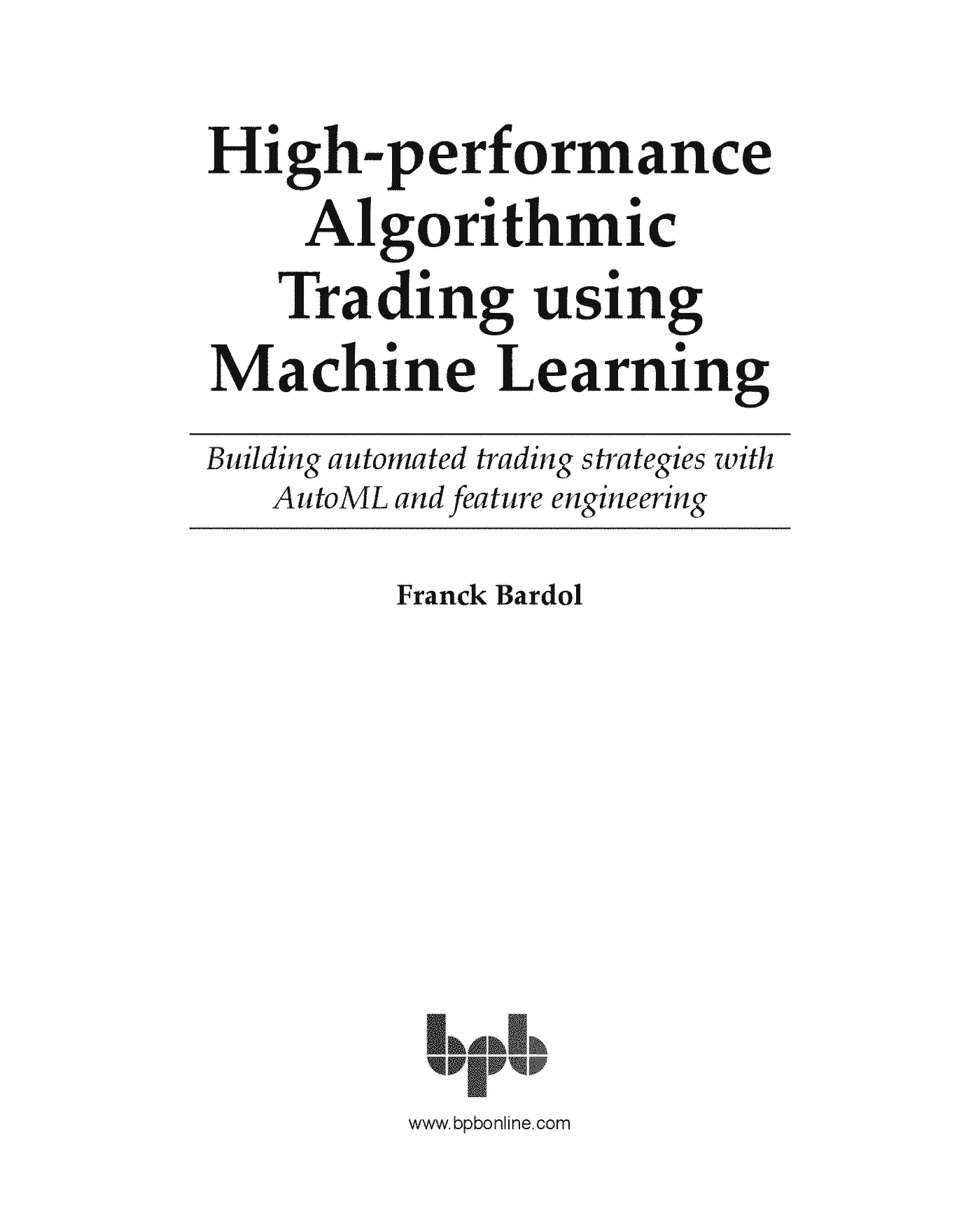 Fragment „High-performance Algorithmic Trading using Machine Learning” — strona 1 z 25