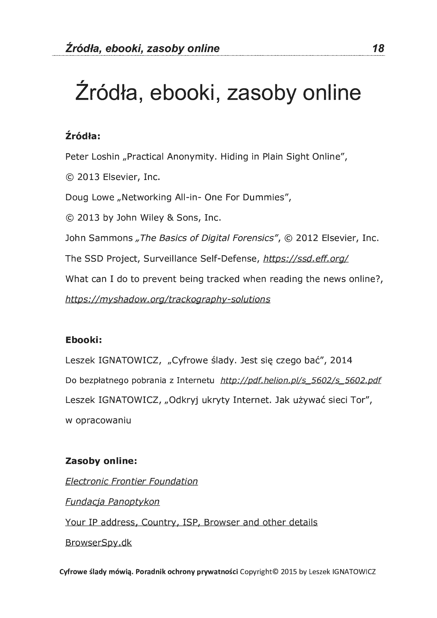 Fragment „Cyfrowe ślady mówią. Poradnik ochrony prywatności” — strona 18 z 18