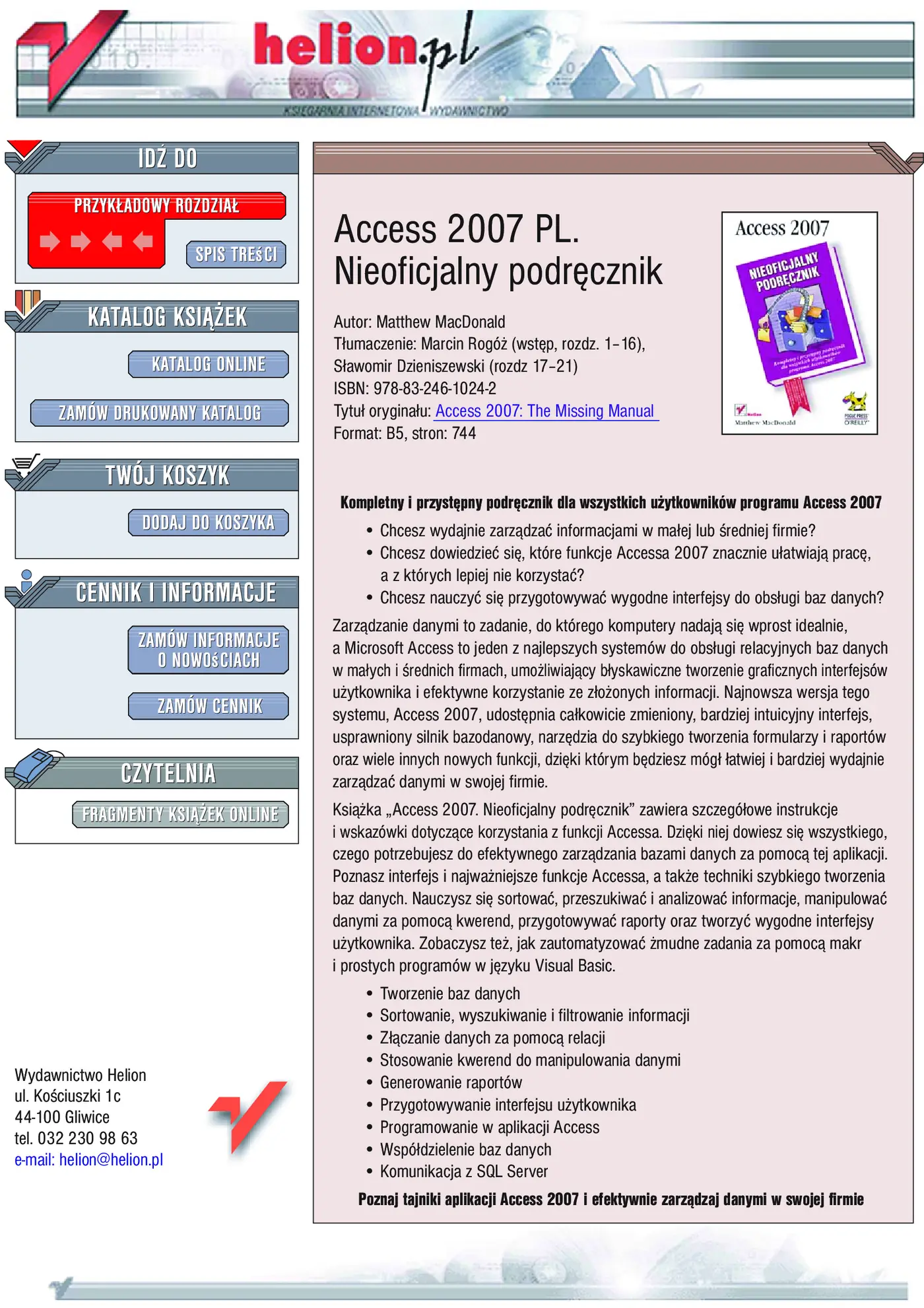 Fragment „Access 2007 PL. Nieoficjalny podręcznik” — strona 1 z 30