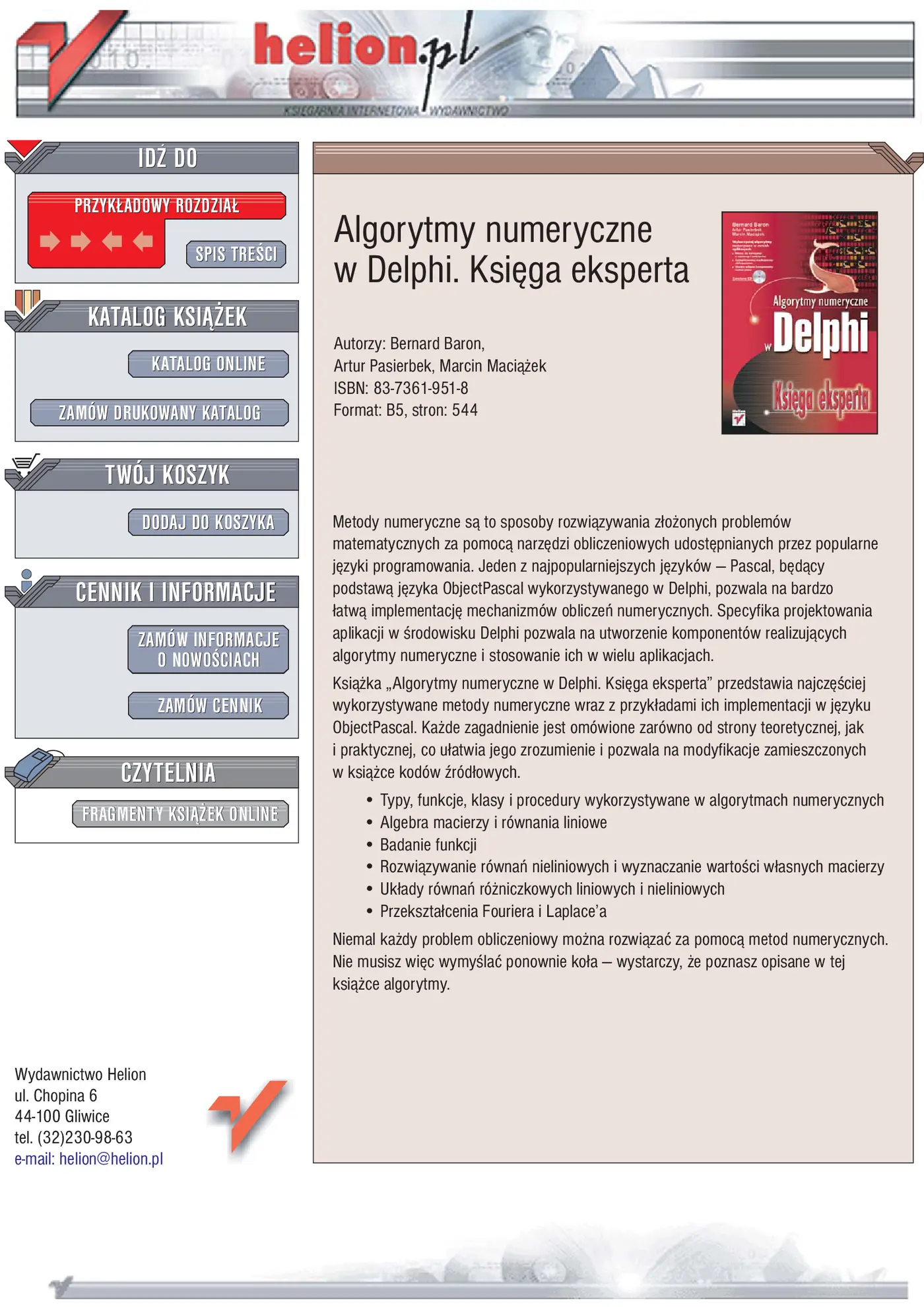 Fragment „Algorytmy numeryczne w Delphi. Księga eksperta” — strona 1 z 16