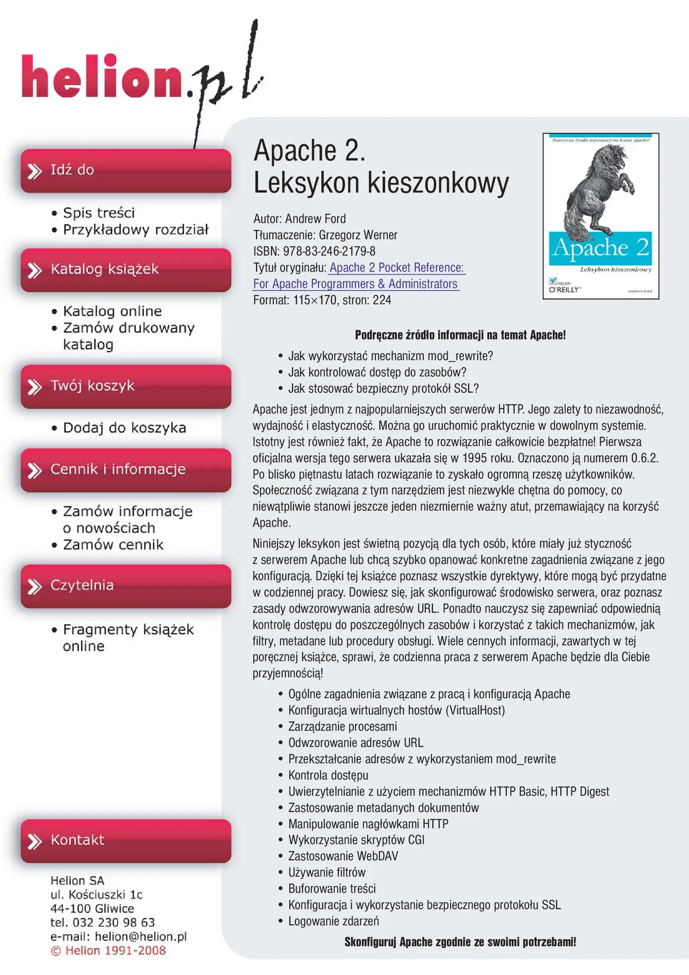 Fragment „Apache 2. Leksykon kieszonkowy” — strona 1 z 23