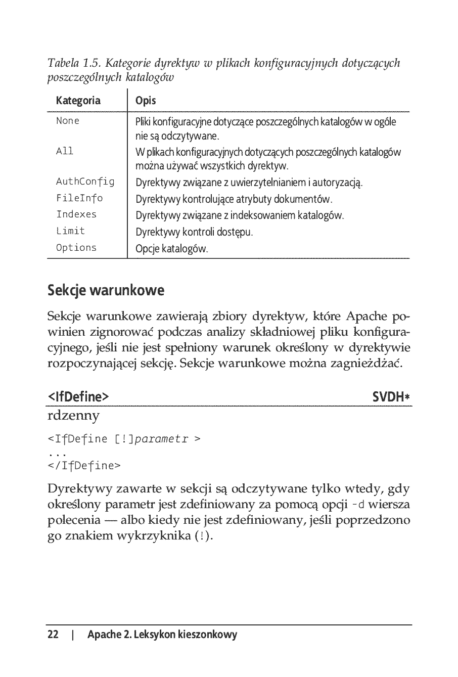 Fragment „Apache 2. Leksykon kieszonkowy” — strona 18 z 23