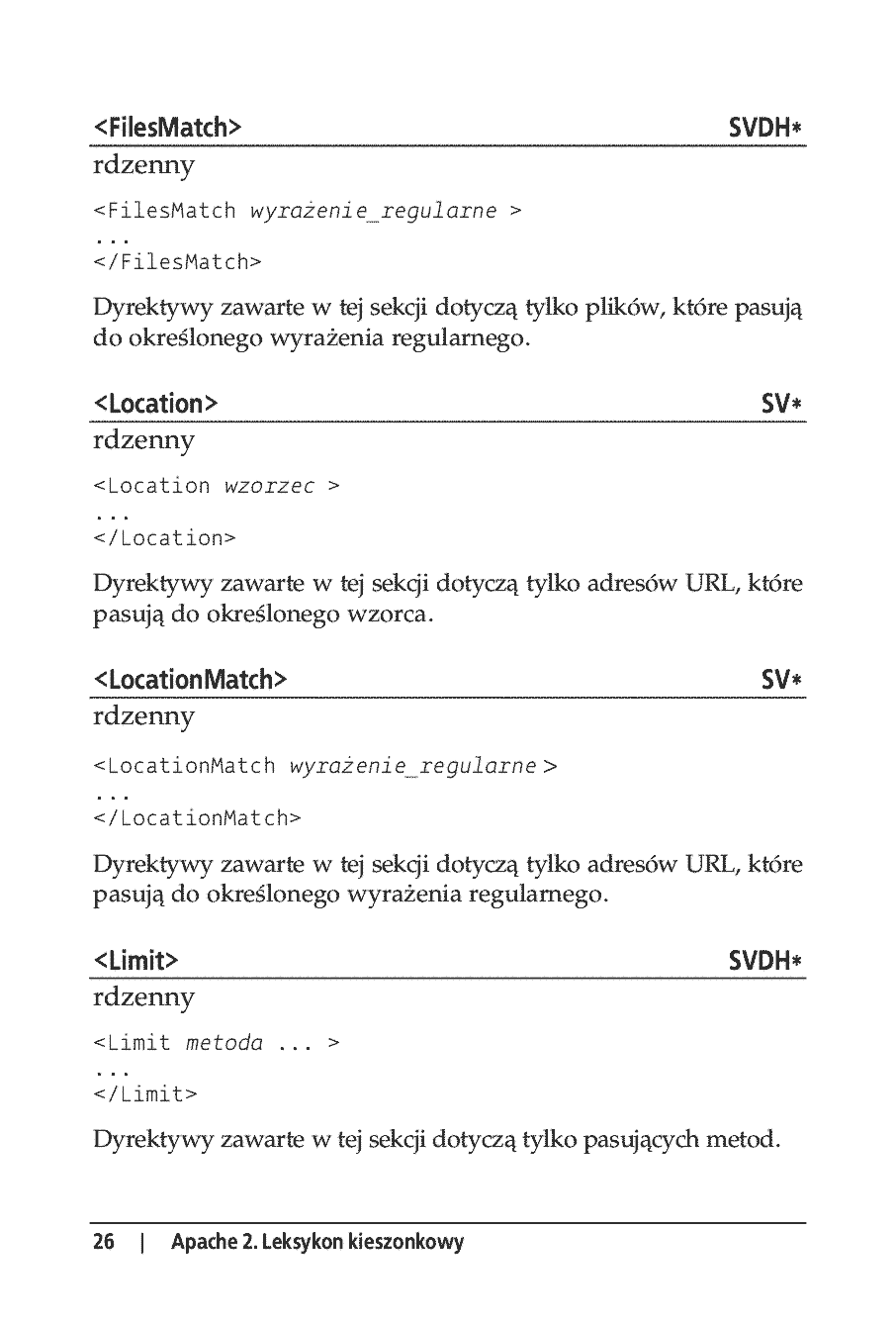 Fragment „Apache 2. Leksykon kieszonkowy” — strona 22 z 23