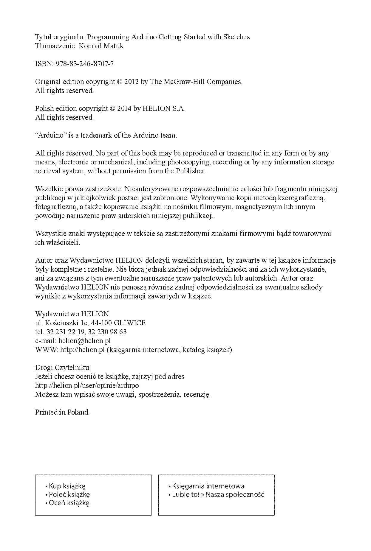 Fragment „Arduino dla początkujących. Podstawy i szkice” — strona 2 z 26