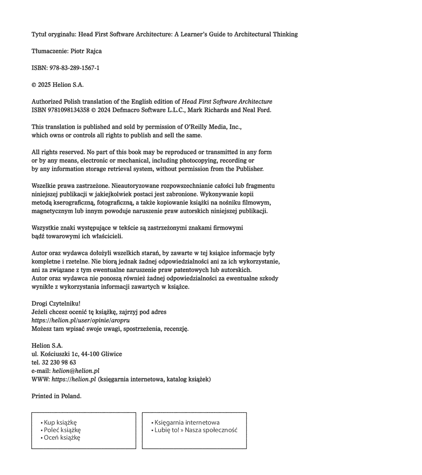 Fragment „Architektura oprogramowania. Rusz głową! Przewodnik po myśleniu architektonicznym” — strona 2 z 30