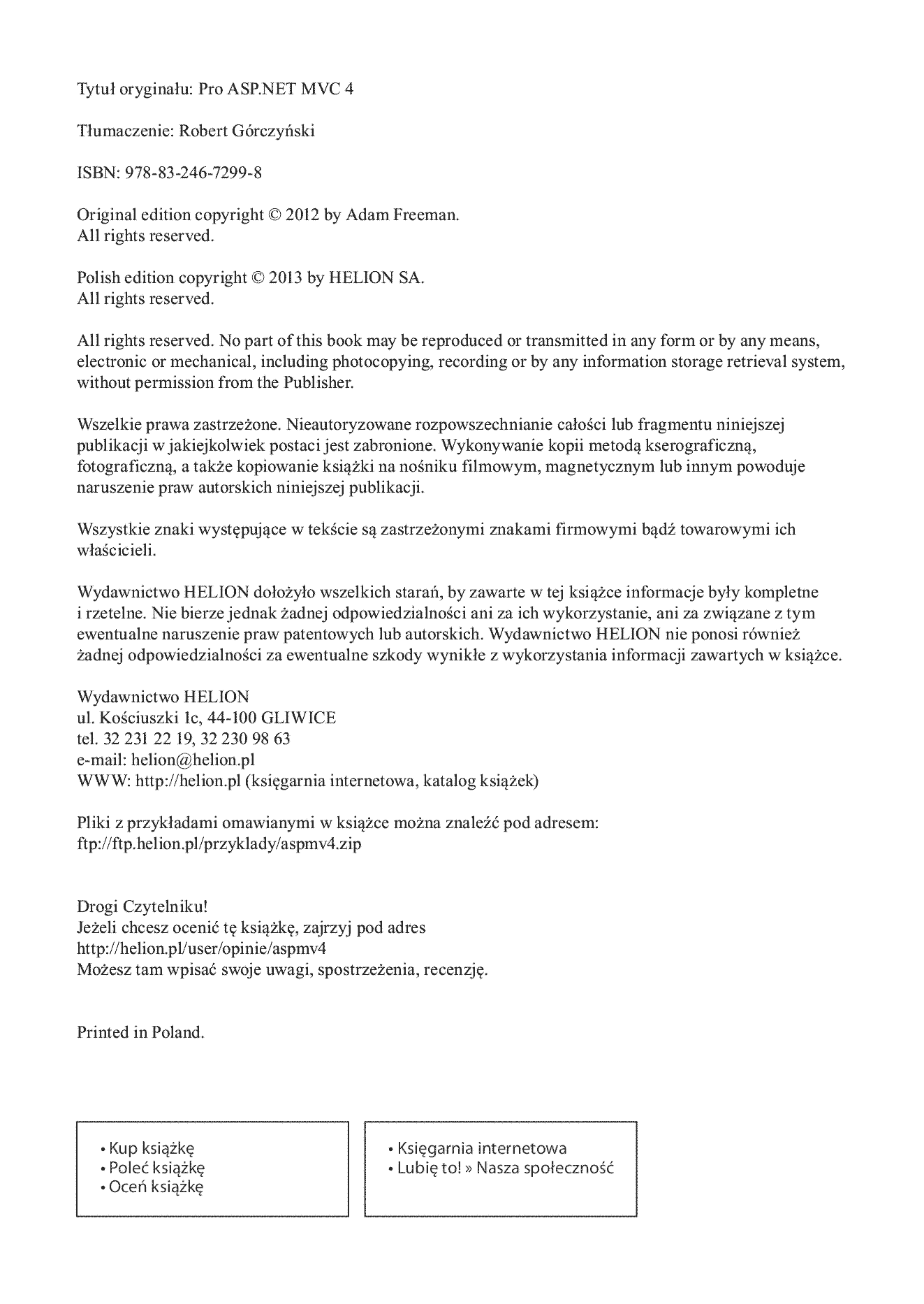Fragment „ASP.NET MVC 4. Zaawansowane programowanie” — strona 2 z 30