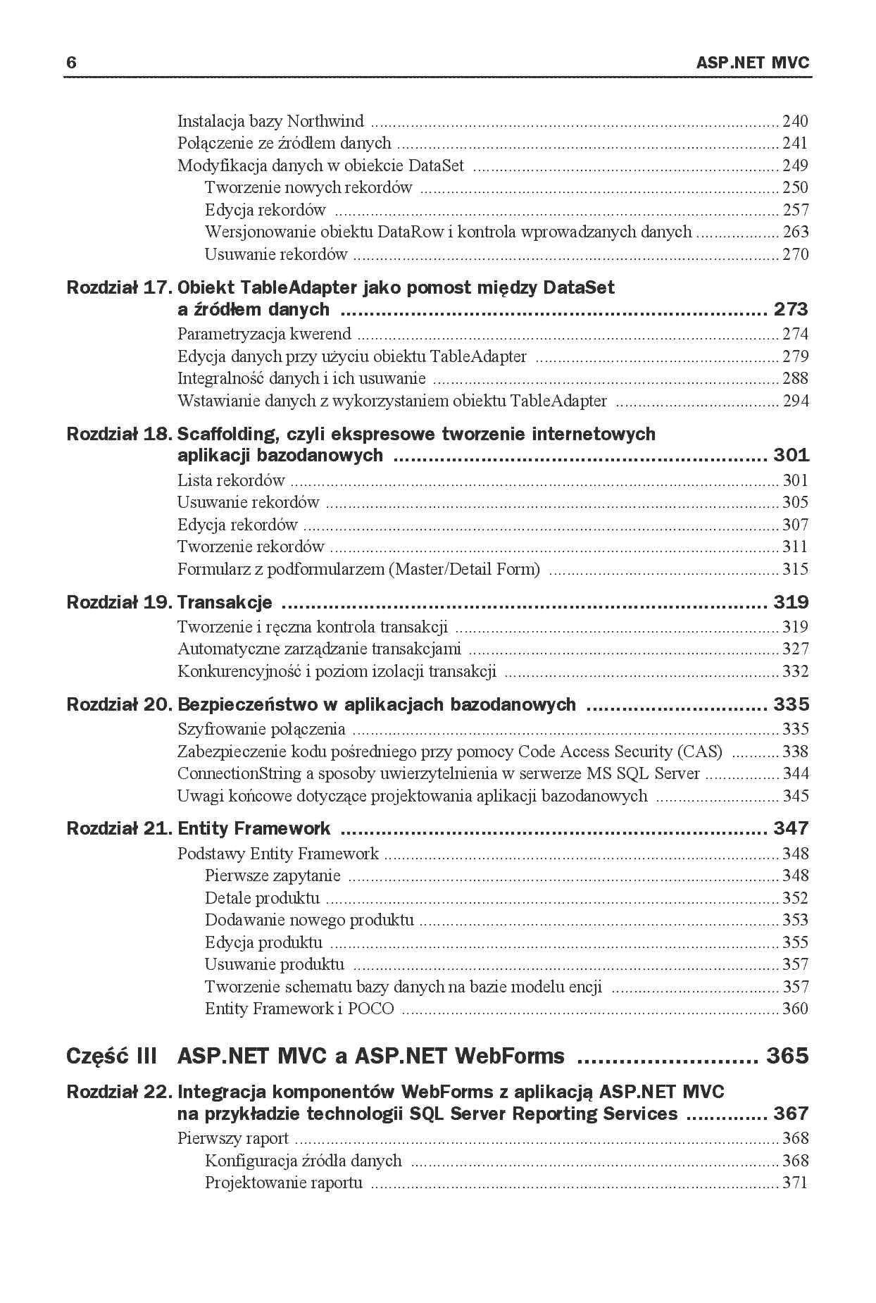 Fragment „ASP.NET MVC. Kompletny przewodnik dla programistów interaktywnych aplikacji internetowych w Visual Studio” — strona 6 z 30