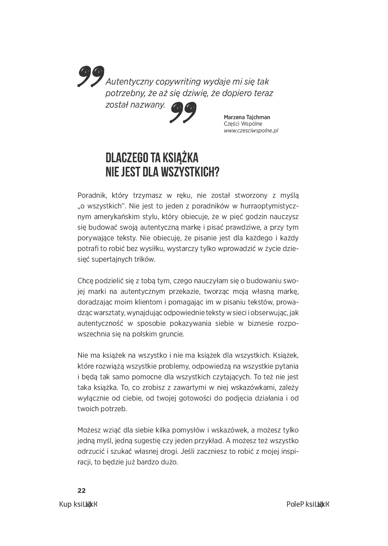 Fragment „Autentyczność przyciąga. Jak budować swoją markę na prawdziwym i porywającym przekazie. Wydanie 2. + 40 inspirujących ćwiczeń” — strona 22 z 30