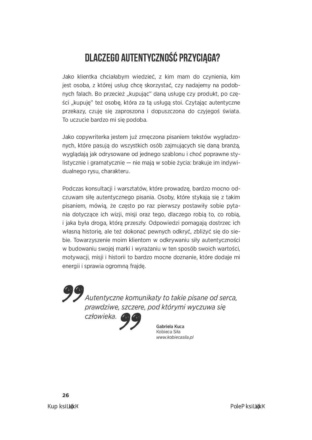 Fragment „Autentyczność przyciąga. Jak budować swoją markę na prawdziwym i porywającym przekazie. Wydanie 2. + 40 inspirujących ćwiczeń” — strona 26 z 30