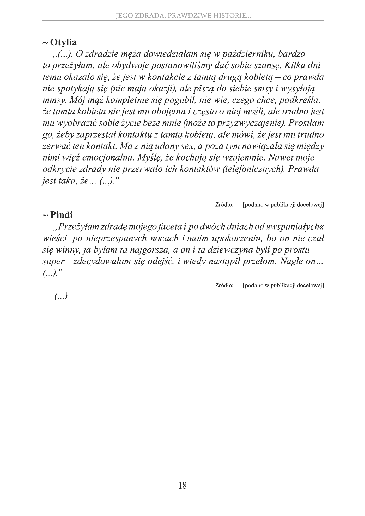 Fragment „Jego zdrada. Prawdziwe historie, wnioski, opinie, porady” — strona 18 z 30