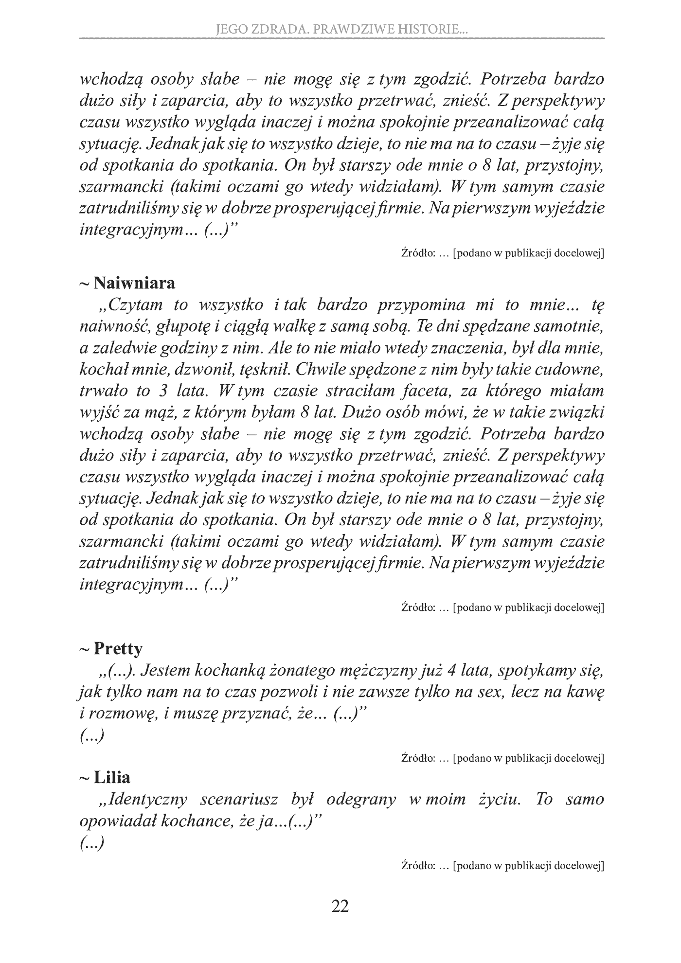 Fragment „Jego zdrada. Prawdziwe historie, wnioski, opinie, porady” — strona 22 z 30