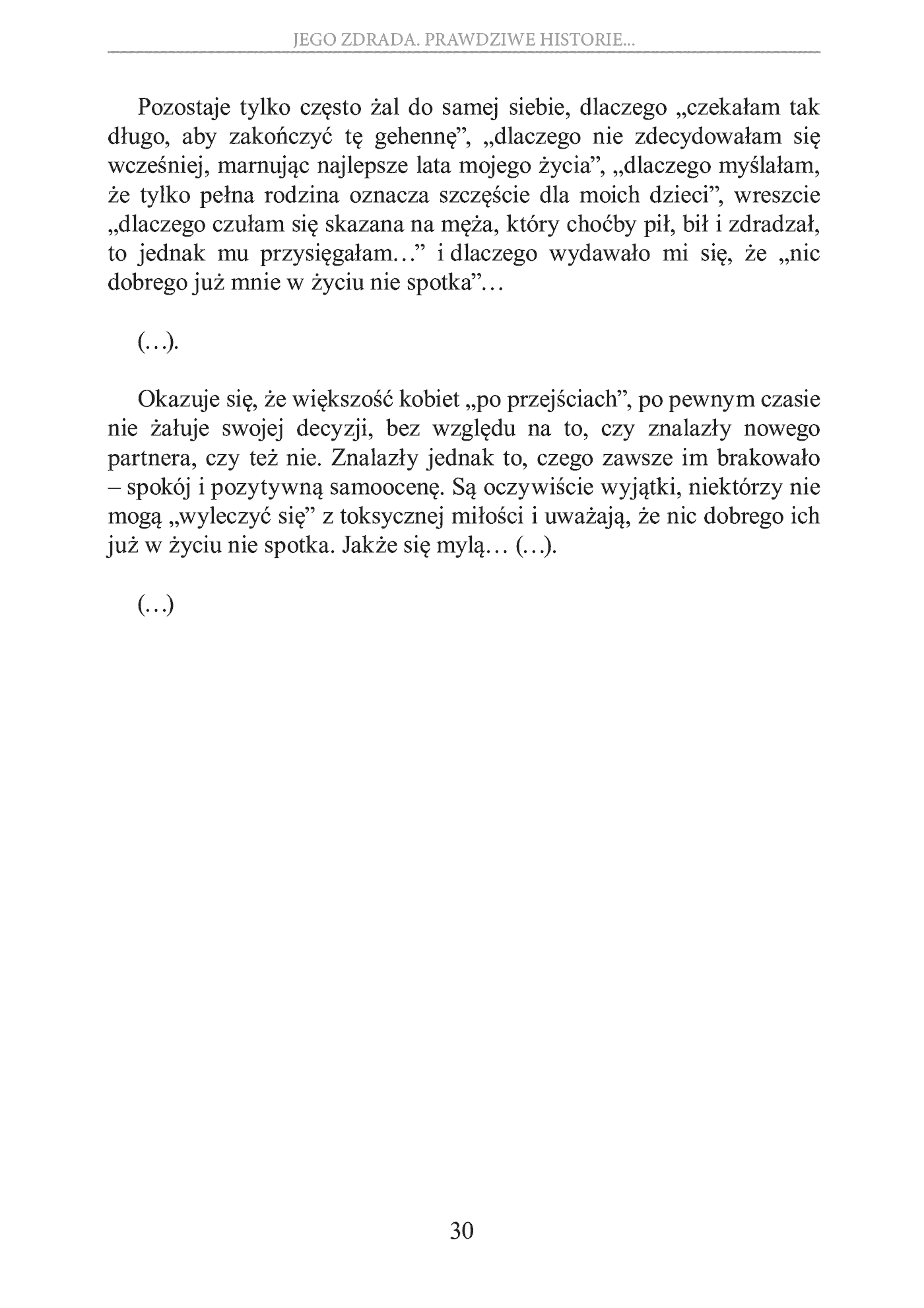 Fragment „Jego zdrada. Prawdziwe historie, wnioski, opinie, porady” — strona 30 z 30