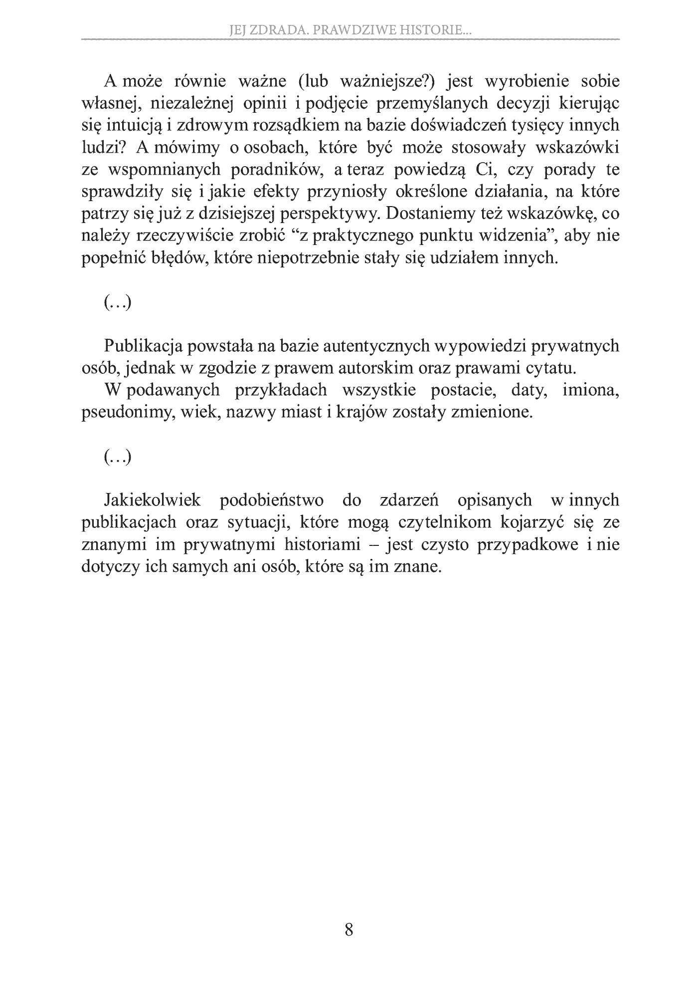 Fragment „Jej zdrada. Prawdziwe historie, wnioski, opinie, porady” — strona 8 z 30