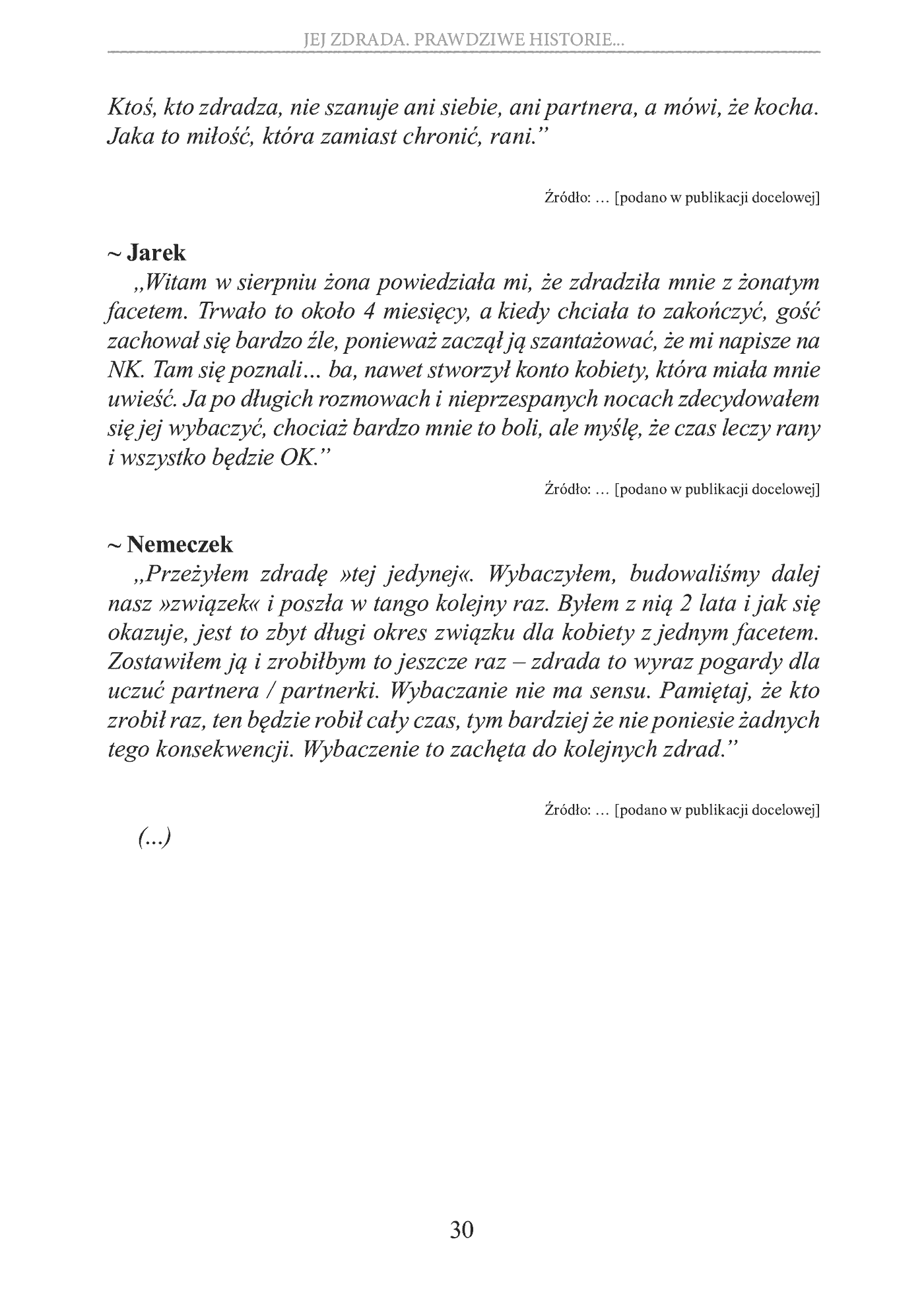 Fragment „Jej zdrada. Prawdziwe historie, wnioski, opinie, porady” — strona 30 z 30