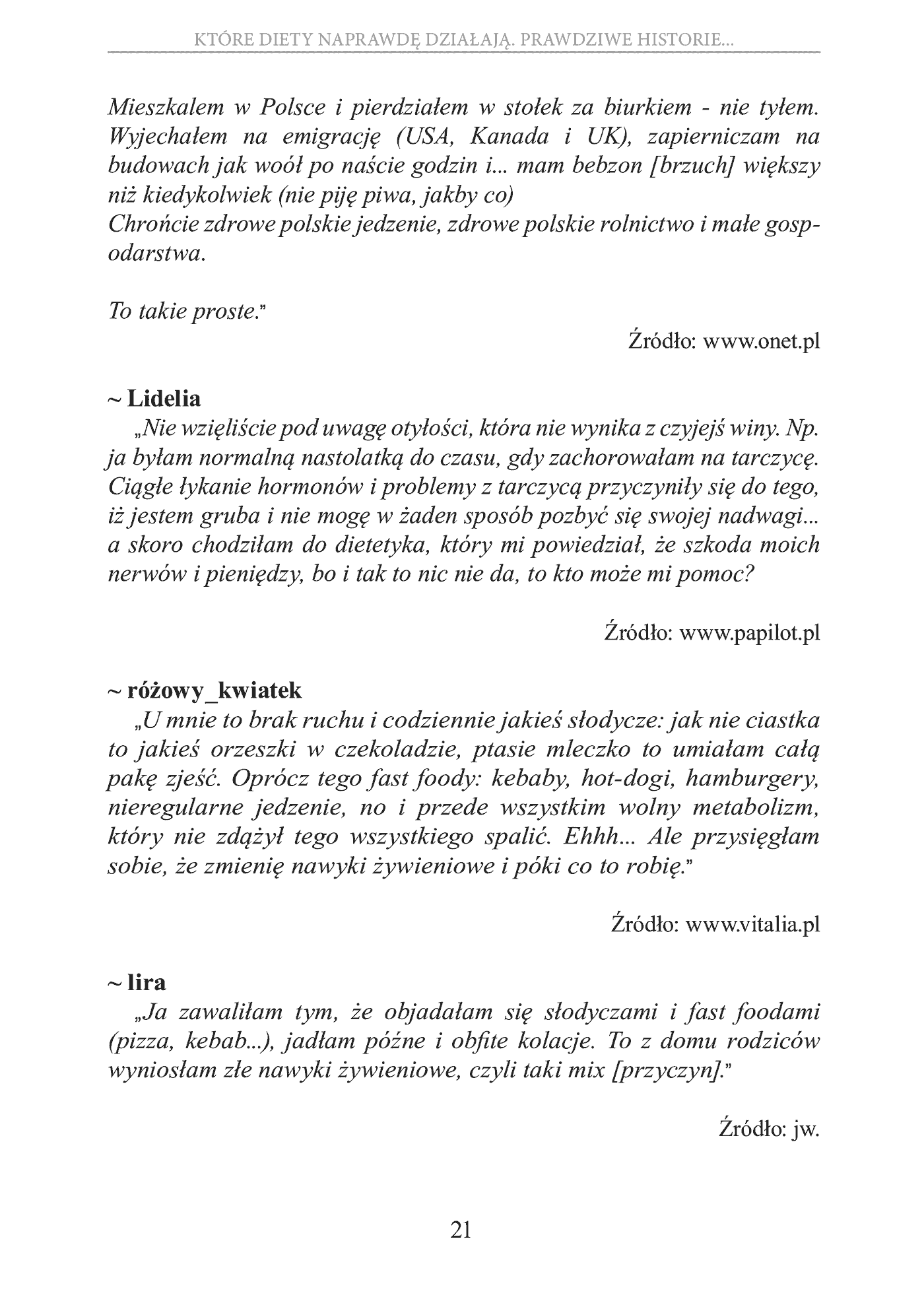 Fragment „Które diety naprawdę działają. Prawdziwe historie, wnioski, opinie, porady” — strona 21 z 30