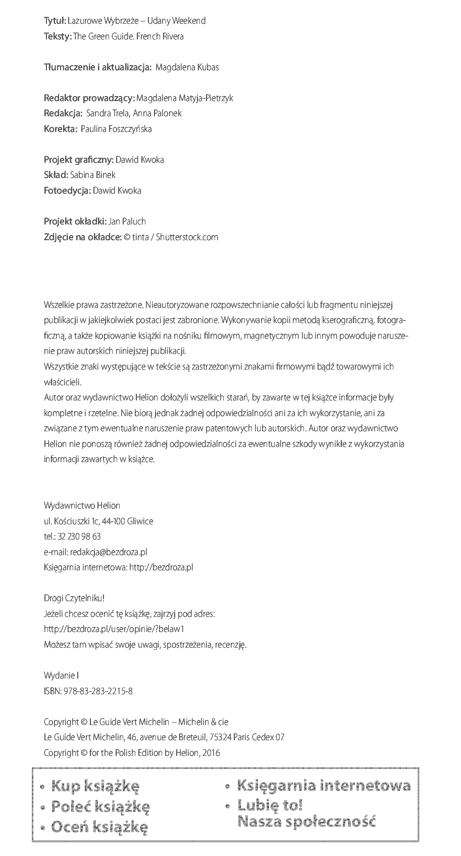 Fragment „Lazurowe Wybrzeże. Michelin. Wydanie 1” — strona 2 z 15