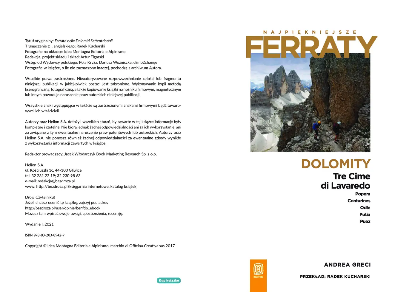 Fragment „Najpiękniejsze Ferraty. Dolomity.Tre Cime di Lavaredo, Popera, Conturines, Odle, Putia, Puez” — strona 2 z 11