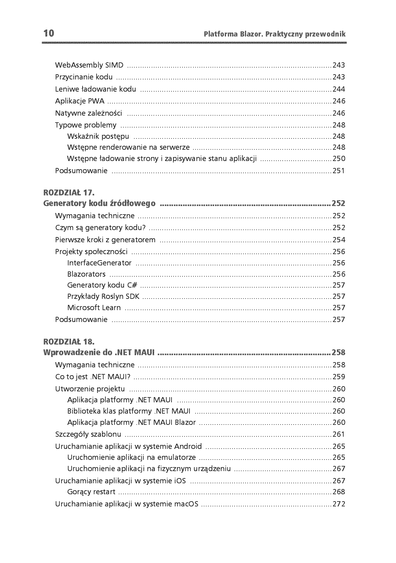 Fragment „Platforma Blazor. Praktyczny przewodnik. Jak tworzyć interaktywne aplikacje internetowe z C# i .NET 7. Wydanie II” — strona 10 z 30