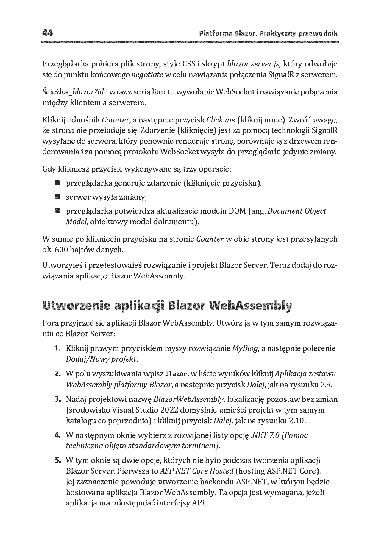 Fragment „Platforma Blazor. Praktyczny przewodnik. Jak tworzyć interaktywne aplikacje internetowe z C# i .NET 7. Wydanie II” — strona 20 z 30
