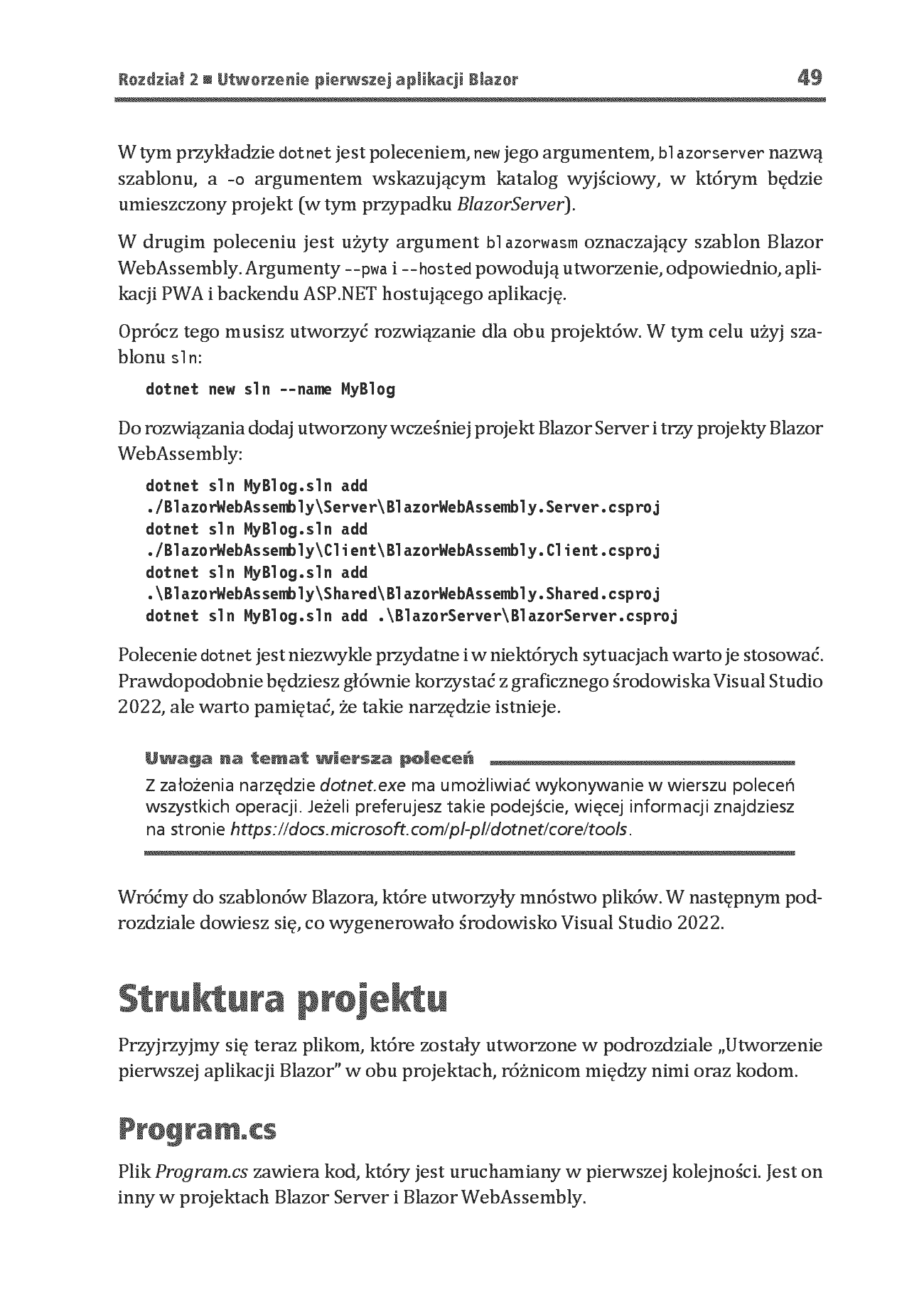 Fragment „Platforma Blazor. Praktyczny przewodnik. Jak tworzyć interaktywne aplikacje internetowe z C# i .NET 7. Wydanie II” — strona 25 z 30