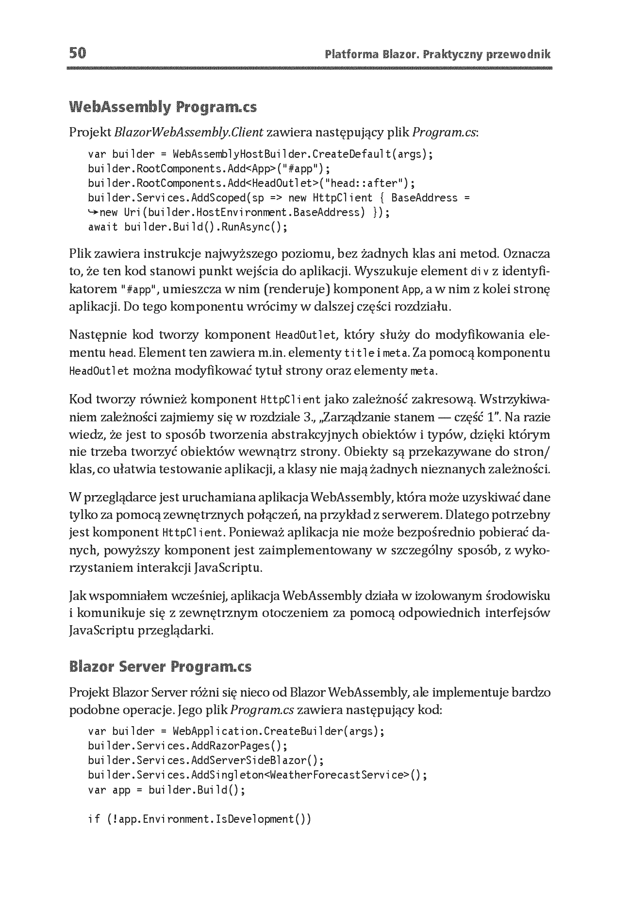 Fragment „Platforma Blazor. Praktyczny przewodnik. Jak tworzyć interaktywne aplikacje internetowe z C# i .NET 7. Wydanie II” — strona 26 z 30
