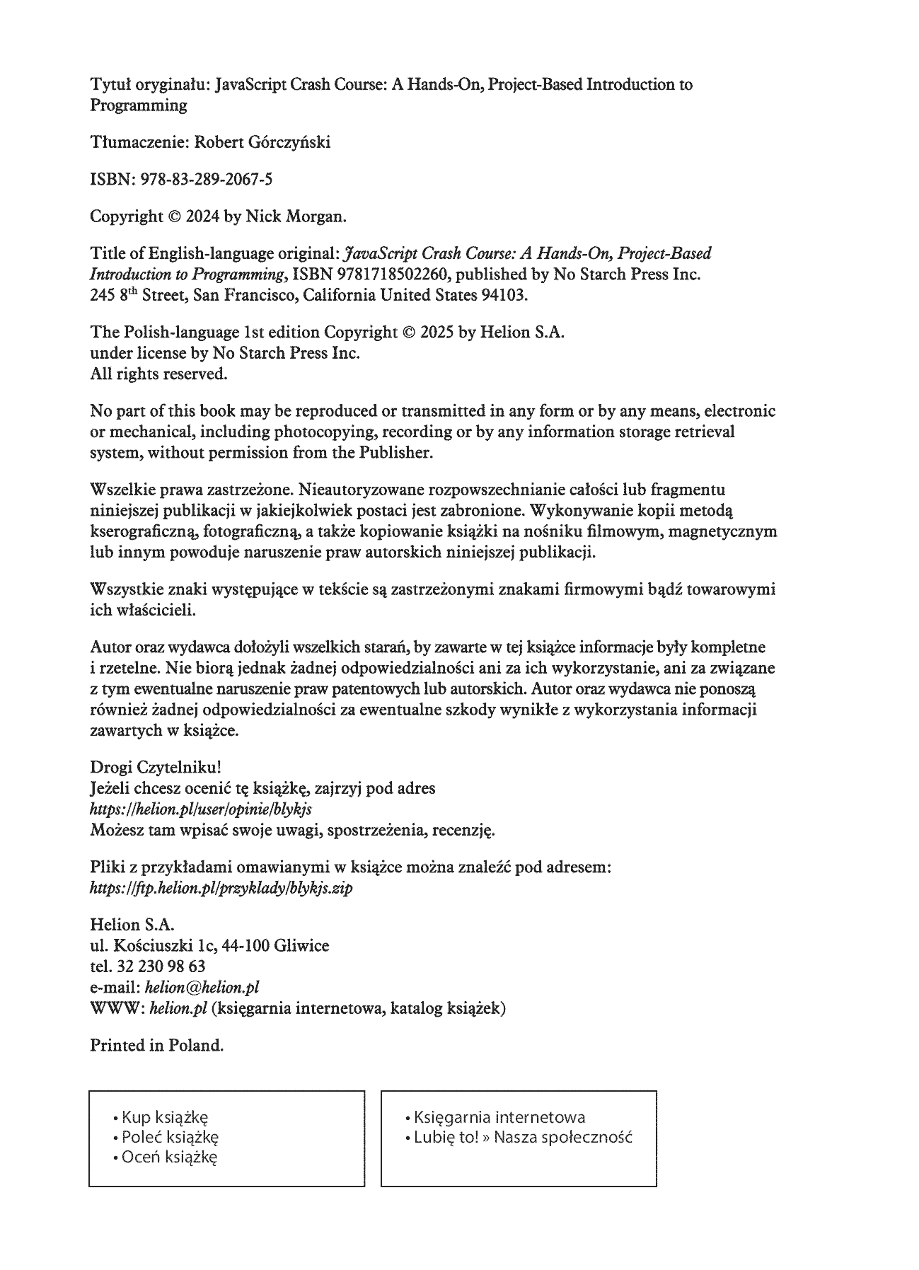Fragment „Błyskawiczny kurs JavaScript. Praktyczne wprowadzenie do programowania” — strona 2 z 30